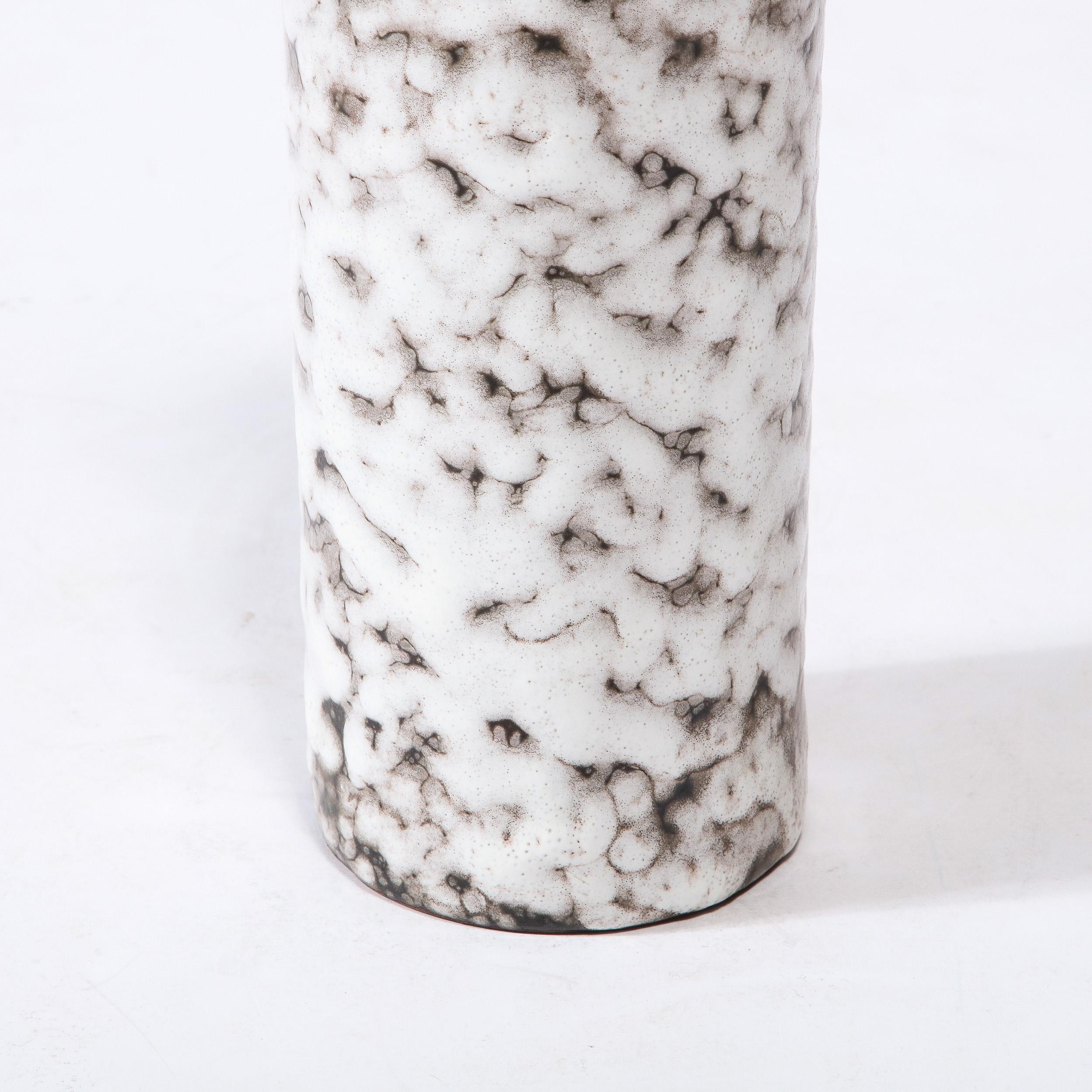 Mid-Century Modernist White and Earth Toned Ceramic Vase In Excellent Condition For Sale In New York, NY