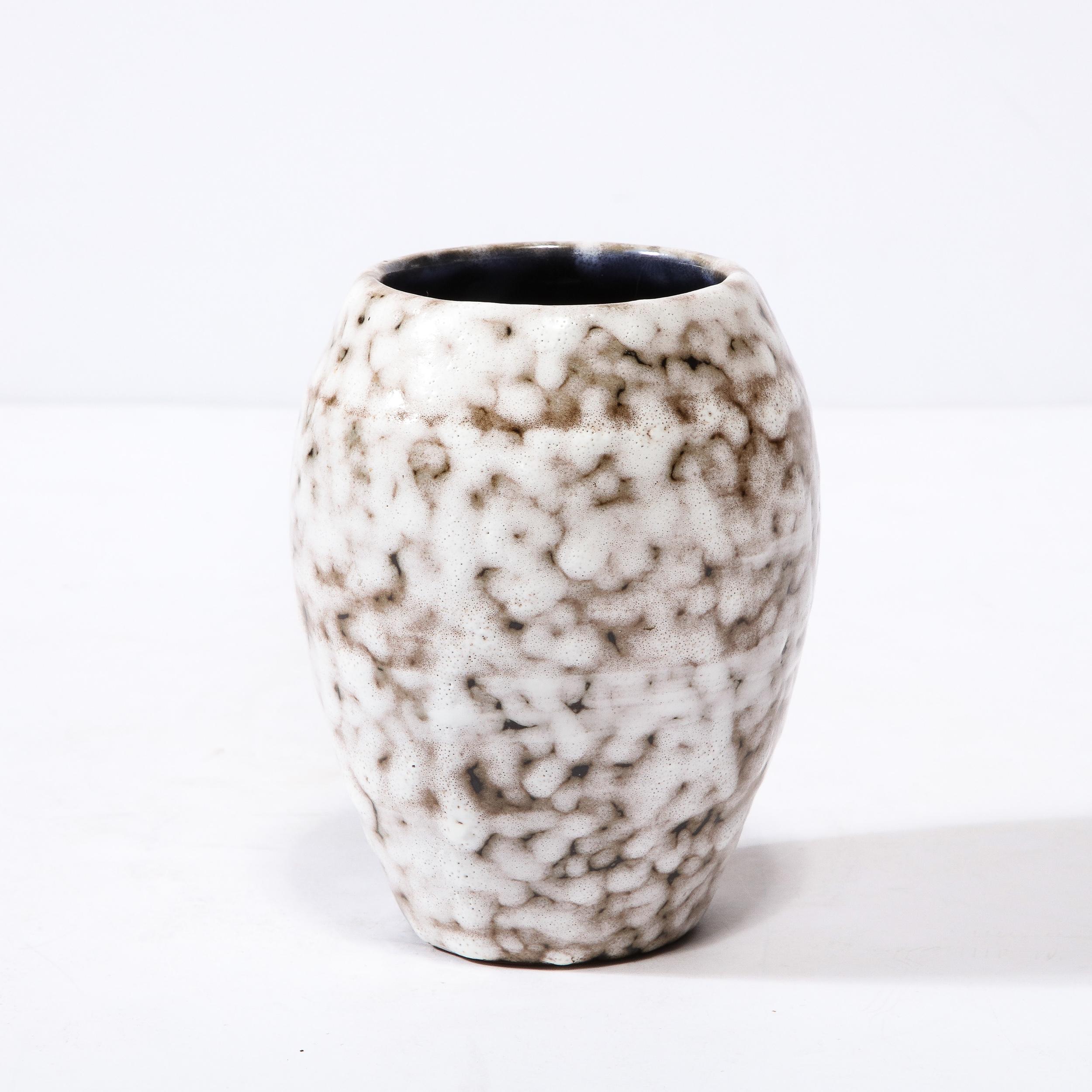 Mid-20th Century Mid-Century Modernist White and Earth Toned Ceramic Vase For Sale