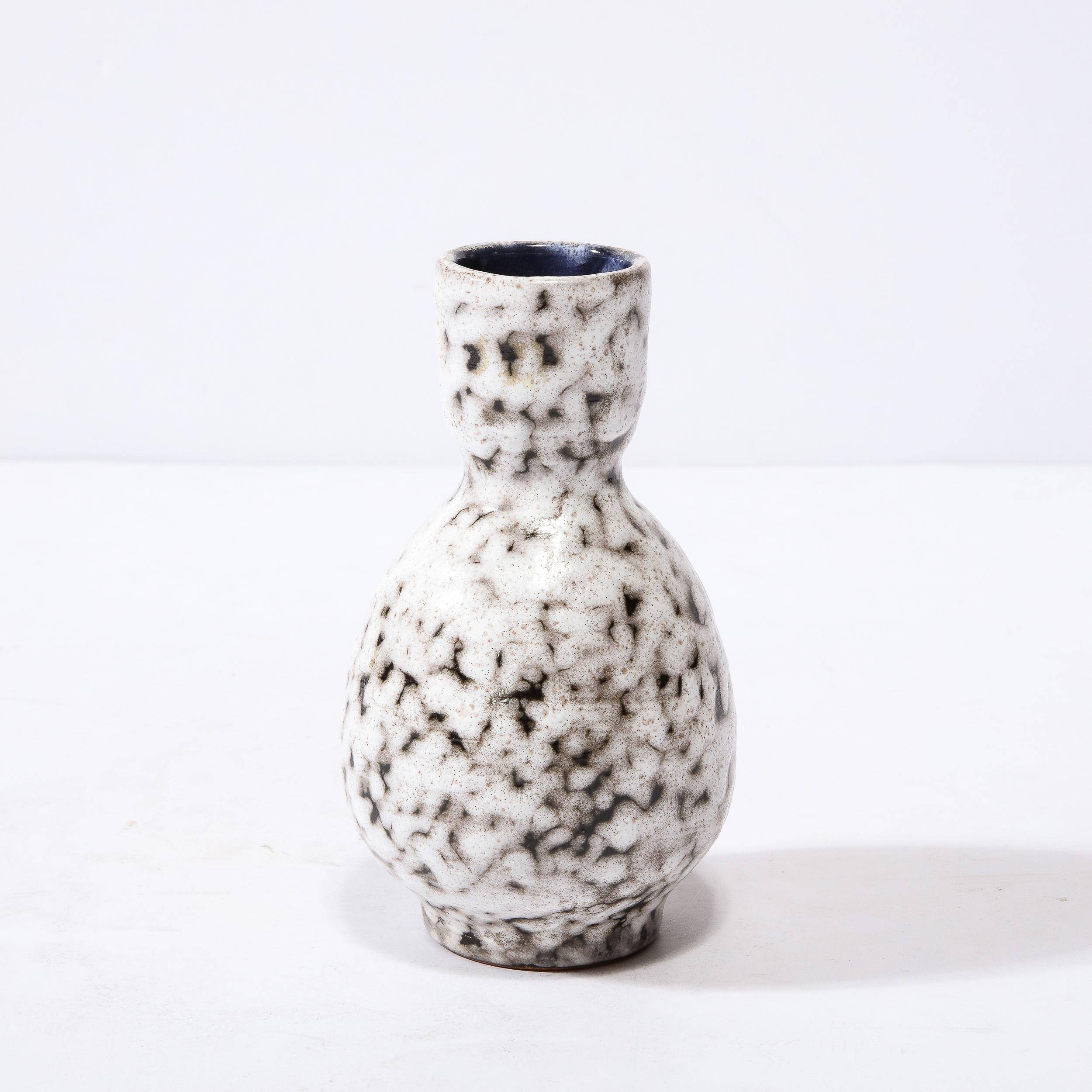Mid-20th Century Mid-Century Modernist White and Earth Toned Ceramic Vase For Sale