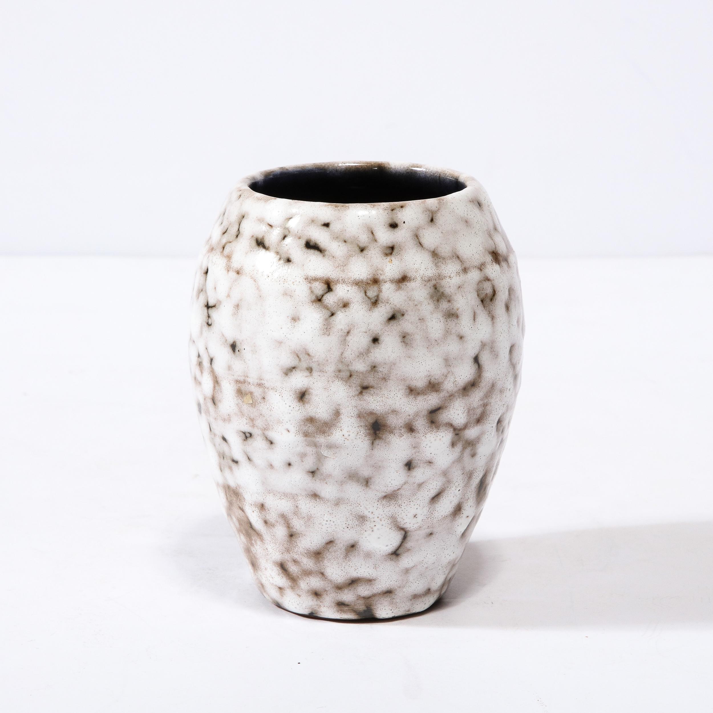 Mid-Century Modernist White and Earth Toned Ceramic Vase For Sale 1