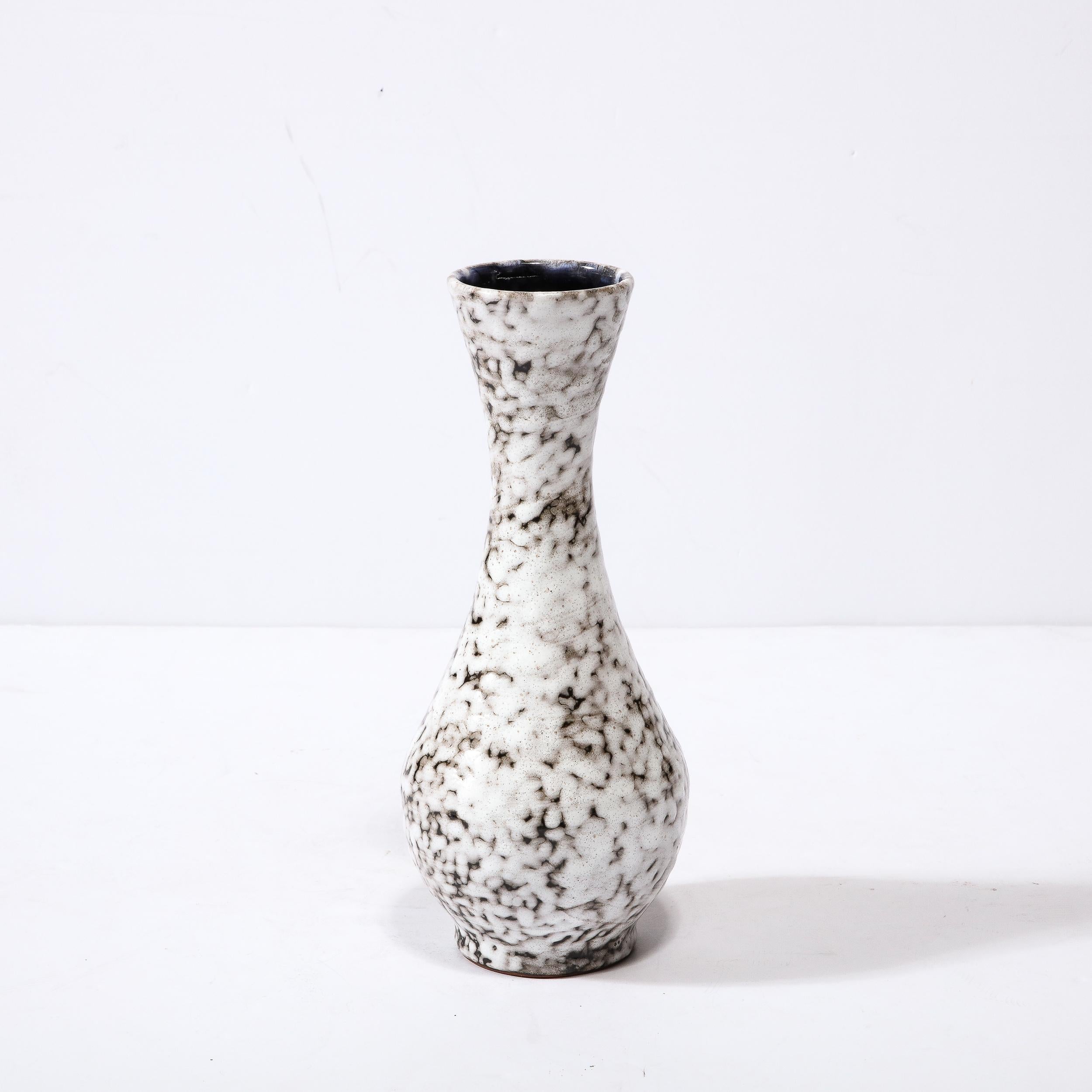 Mid-Century Modernist White and Earth Toned Ceramic Vase For Sale 1