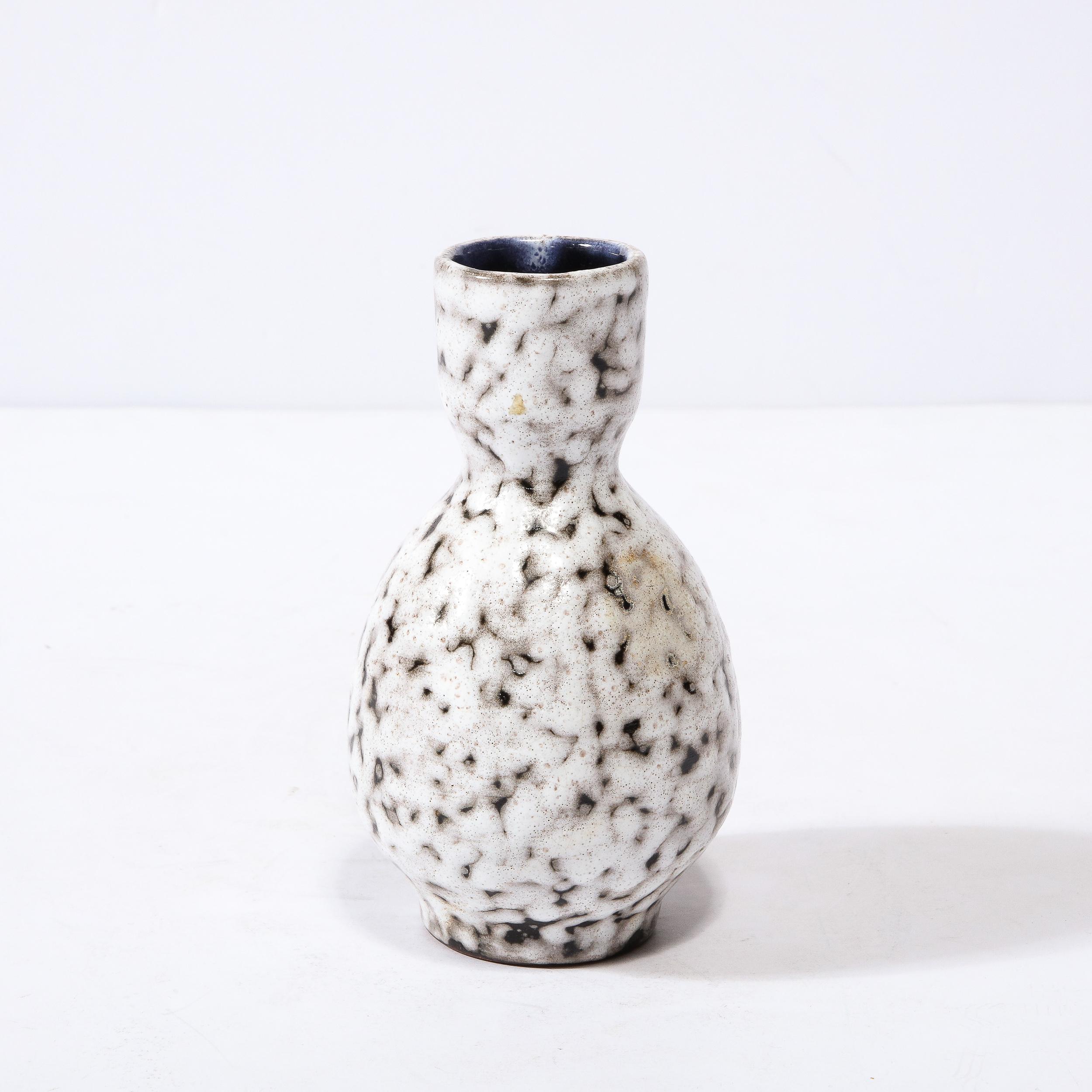 Mid-Century Modernist White and Earth Toned Ceramic Vase For Sale 2