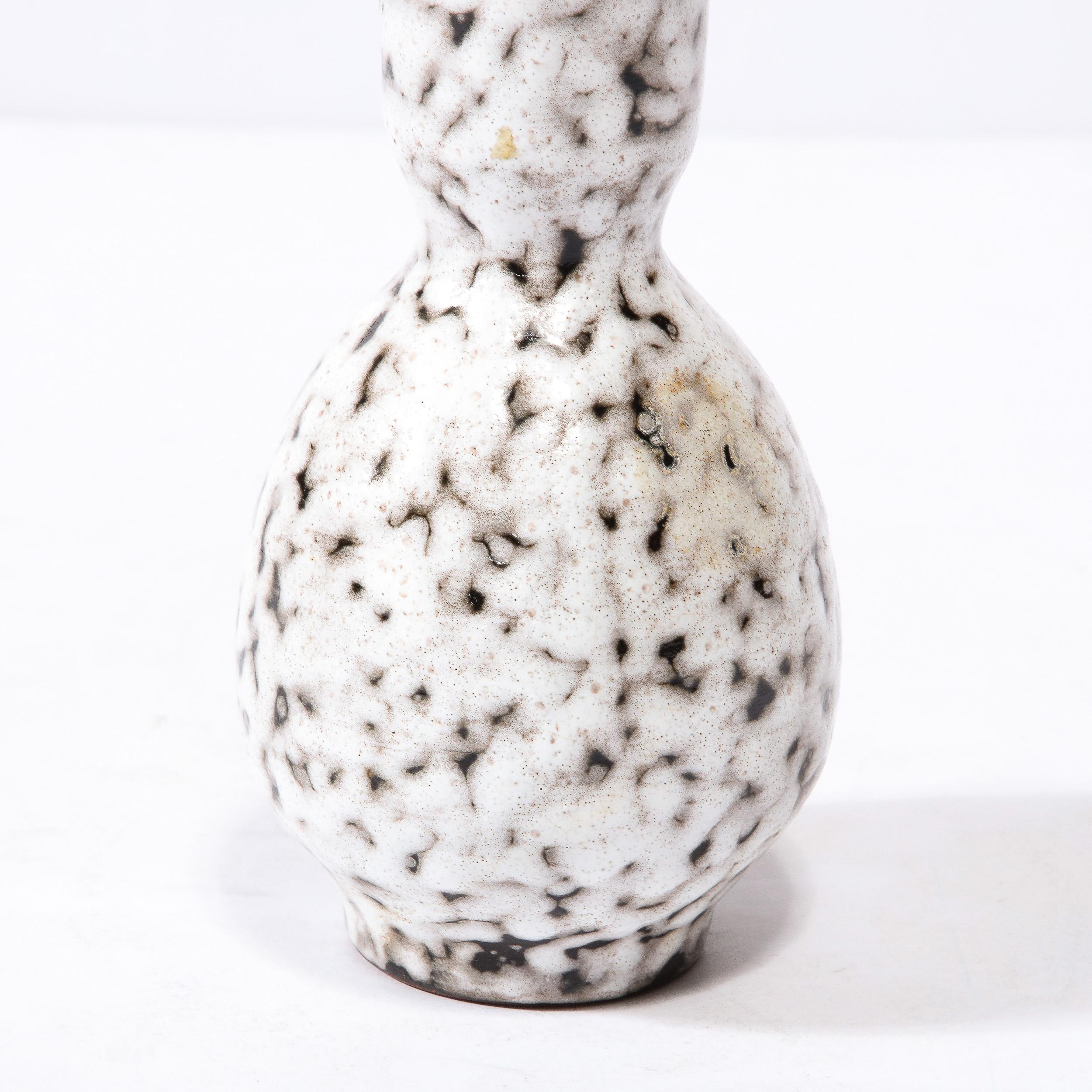 Mid-Century Modernist White and Earth Toned Ceramic Vase For Sale 3