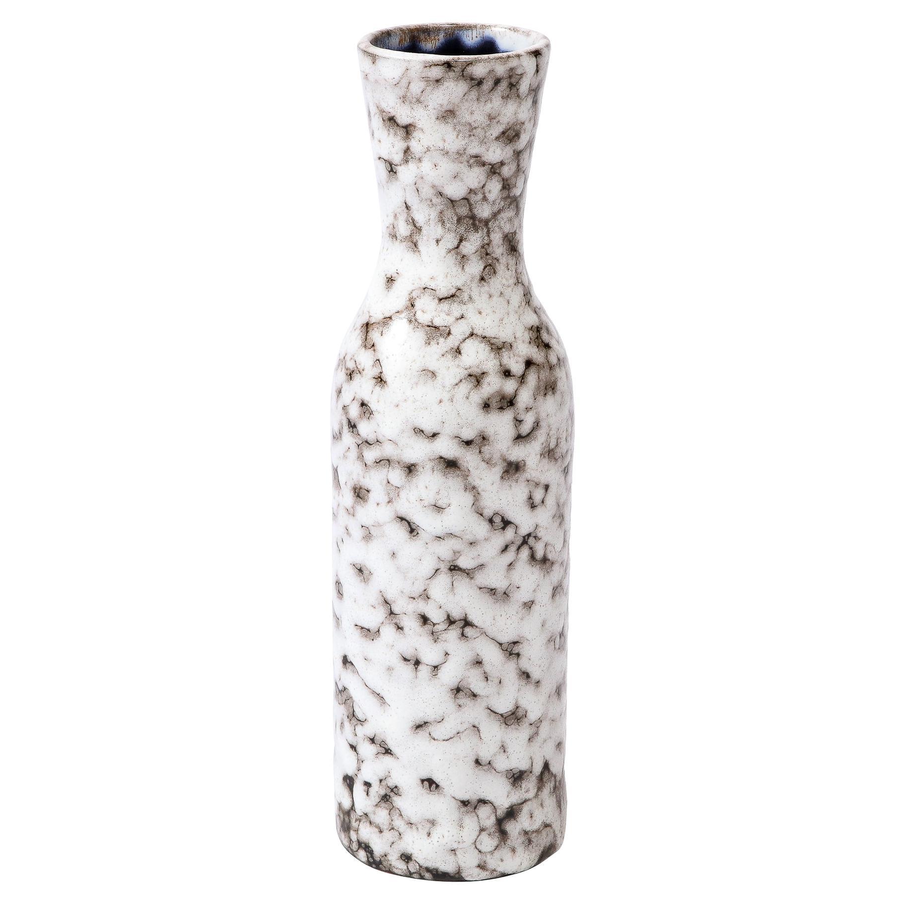 Mid-Century Modernist White and Earth Toned Ceramic Vase For Sale