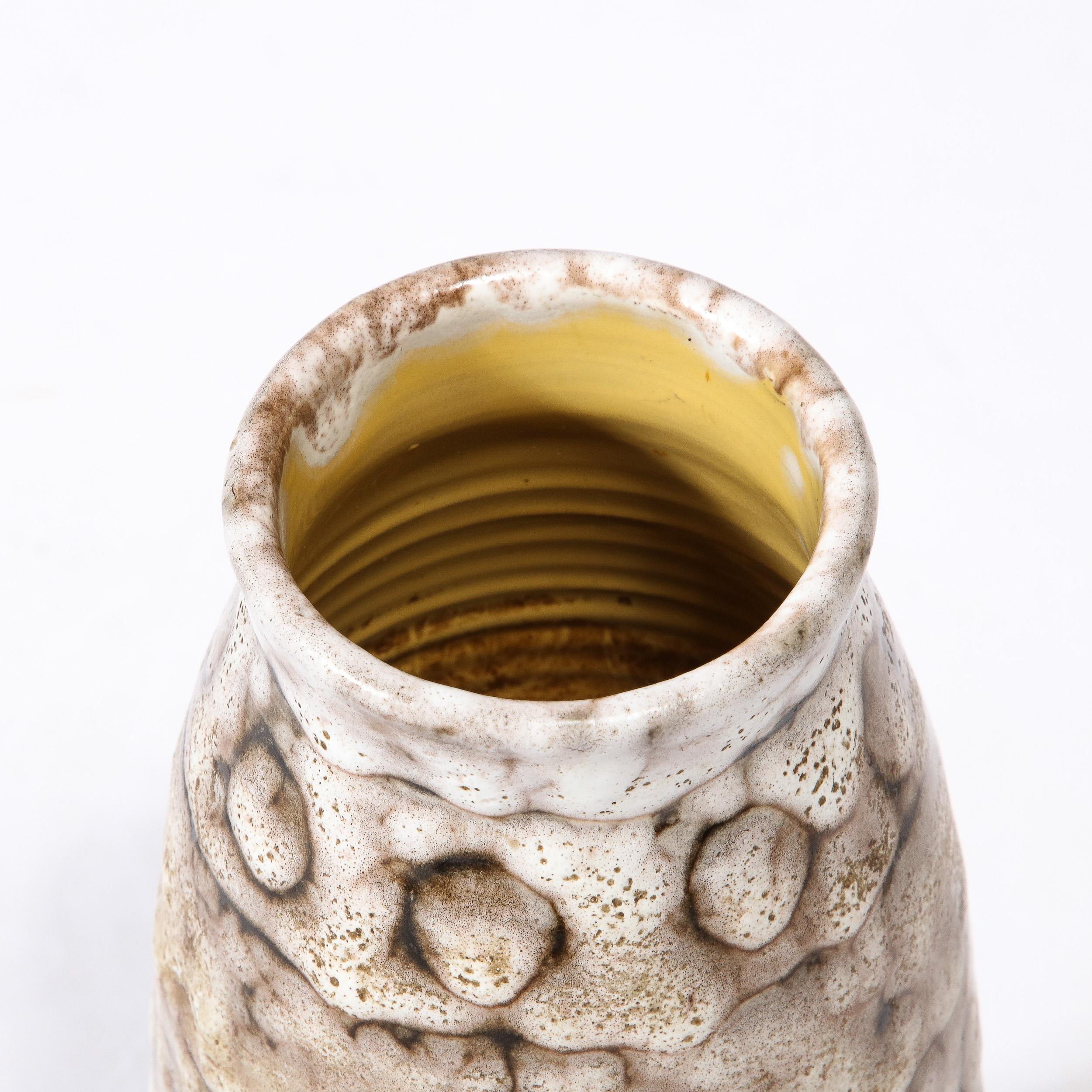 Mid-Century Modernist White and Earth Toned Ceramic Vase with Spotted Banding For Sale 10