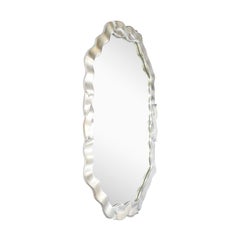 Mid-Century Modernist White Giltwood Ribbon Mirror