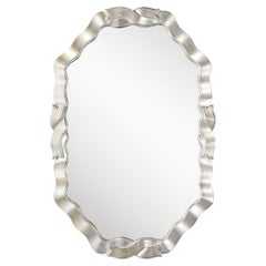 Mid-Century Modernist White Giltwood Ribbon Mirror