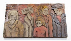 Scultura in legno dipinta a parete in rilievo Jean-Claude Gaugy, Modernista del Medioevo