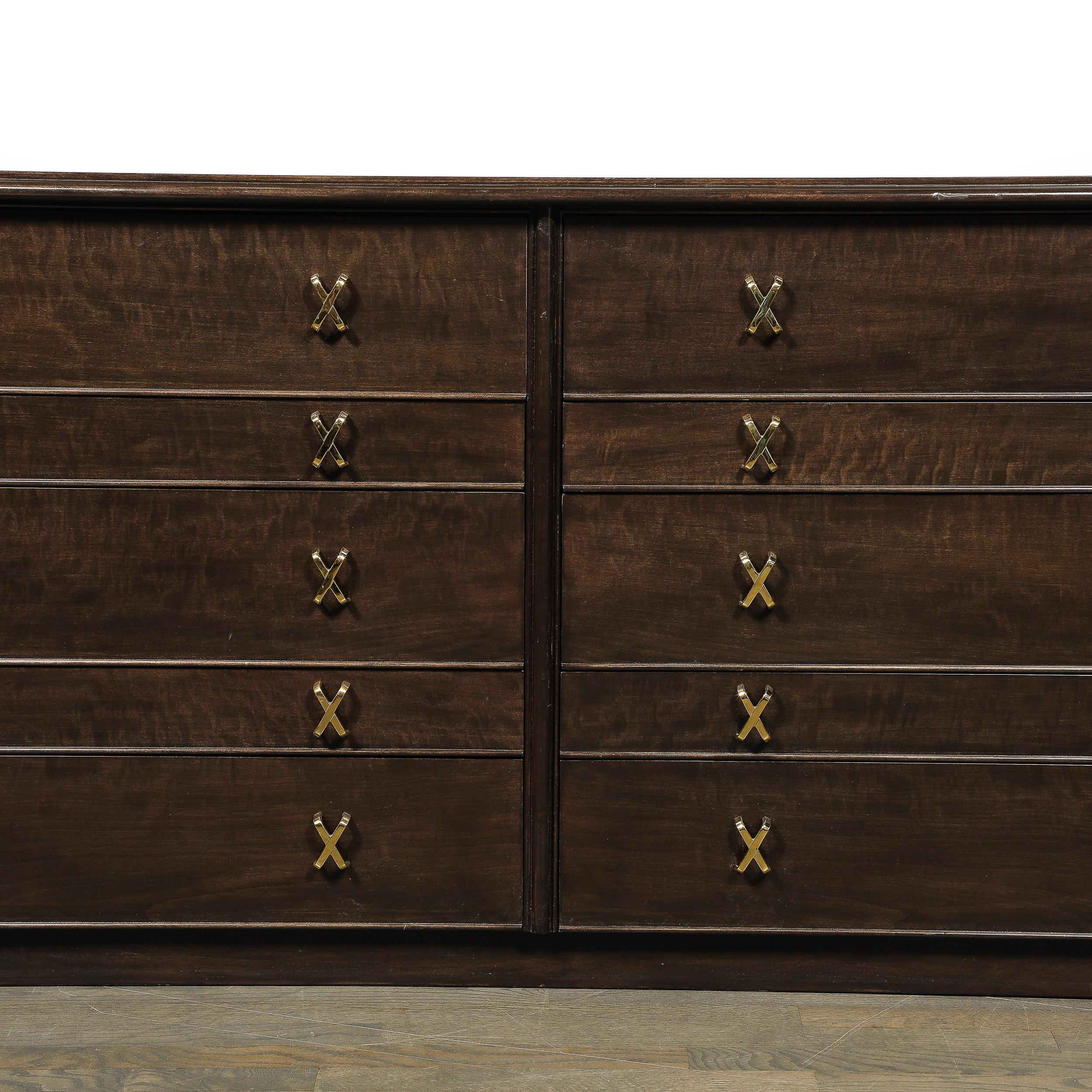 Mid-20th Century Mid-Century Modernist X Form Low Chest  in Rich Brown Walnut by Paul Frankl For Sale