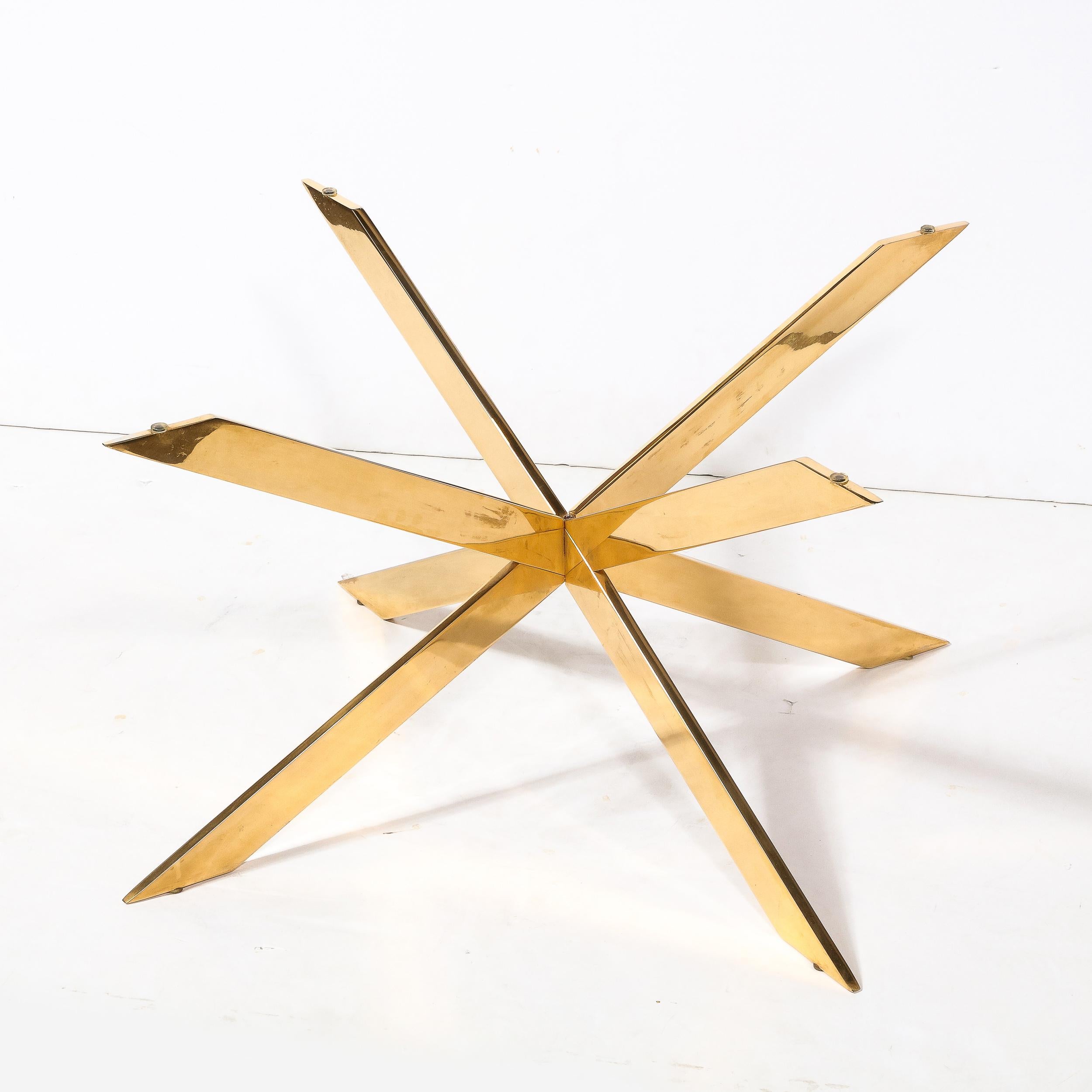 Mid-Century Modernist Double X Base Brass Cocktail Table  by Leon Rosen for Pace For Sale 7
