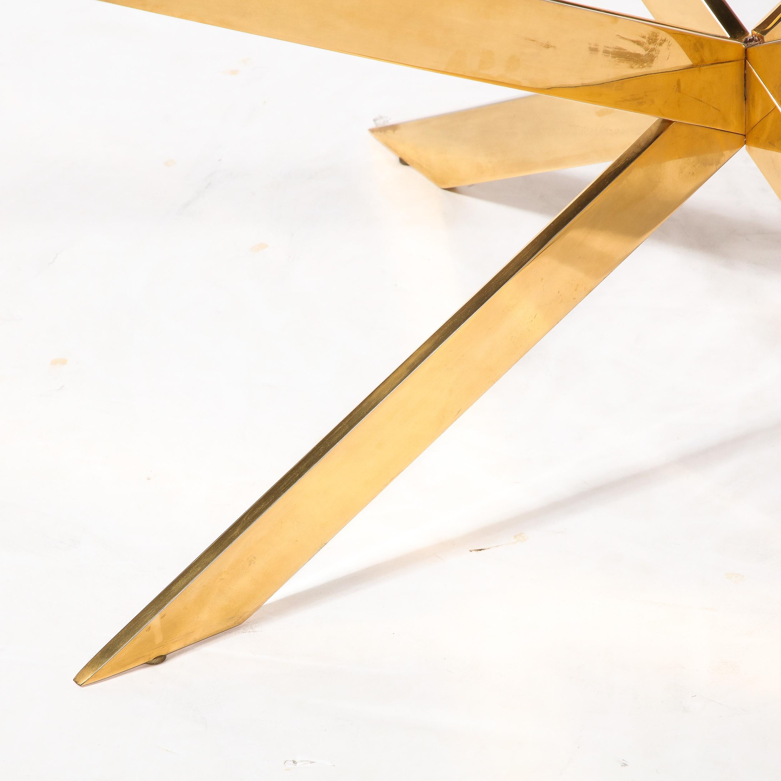 Mid-Century Modernist Double X Base Brass Cocktail Table  by Leon Rosen for Pace For Sale 10