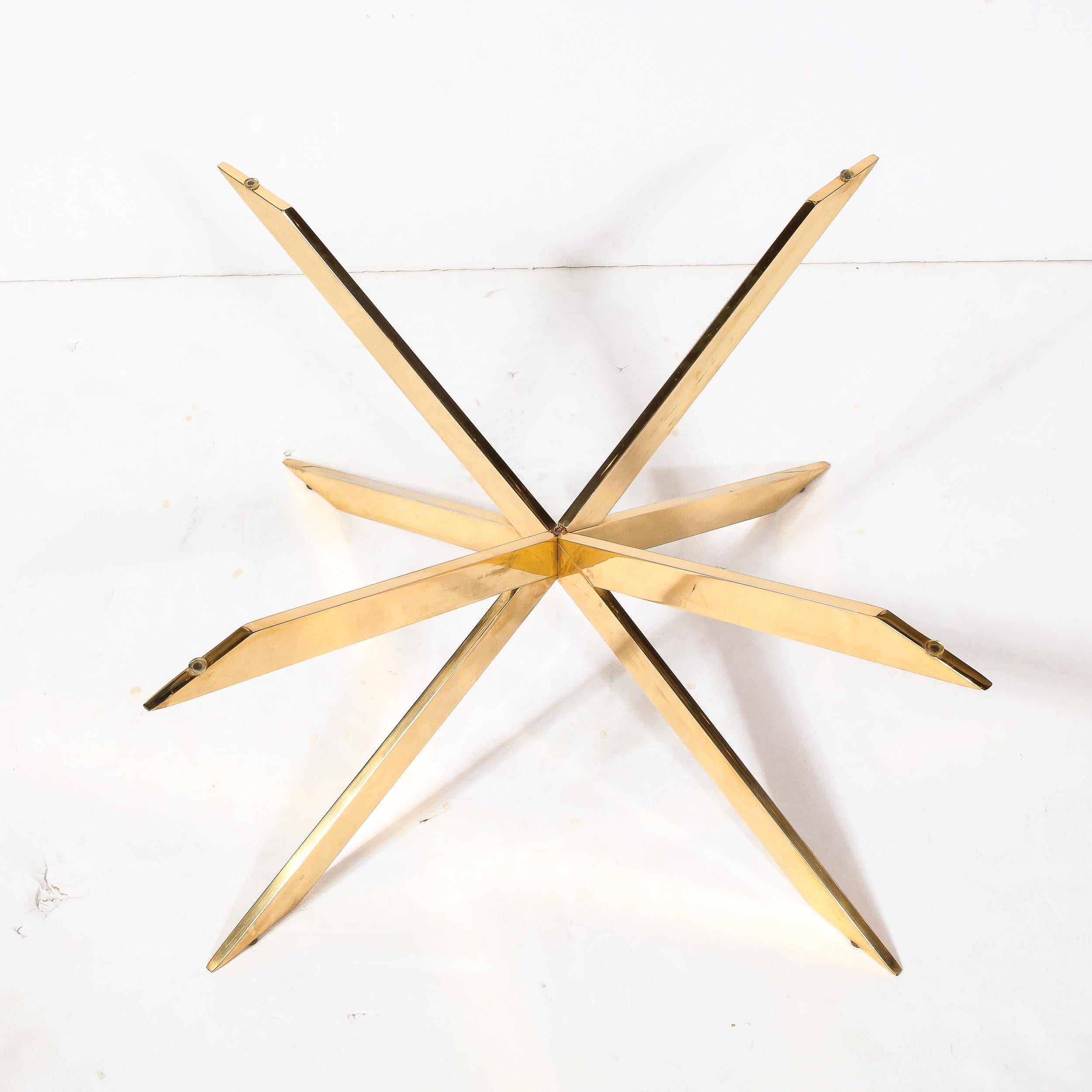 Mid-Century Modernist Double X Base Brass Cocktail Table  by Leon Rosen for Pace For Sale 11