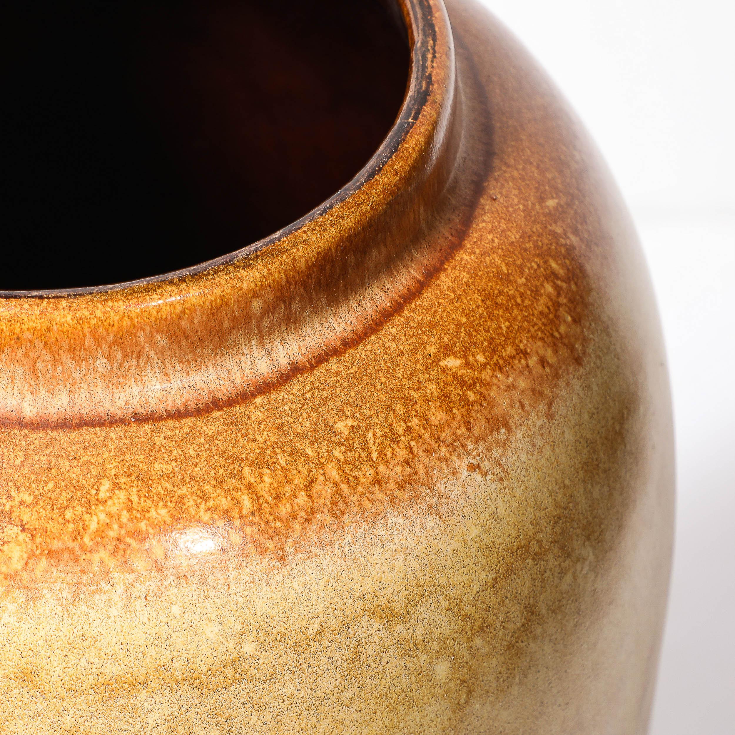 Porte-parapluies en céramique émaillée OCHRE et safran, moderniste du milieu du siècle en vente 3