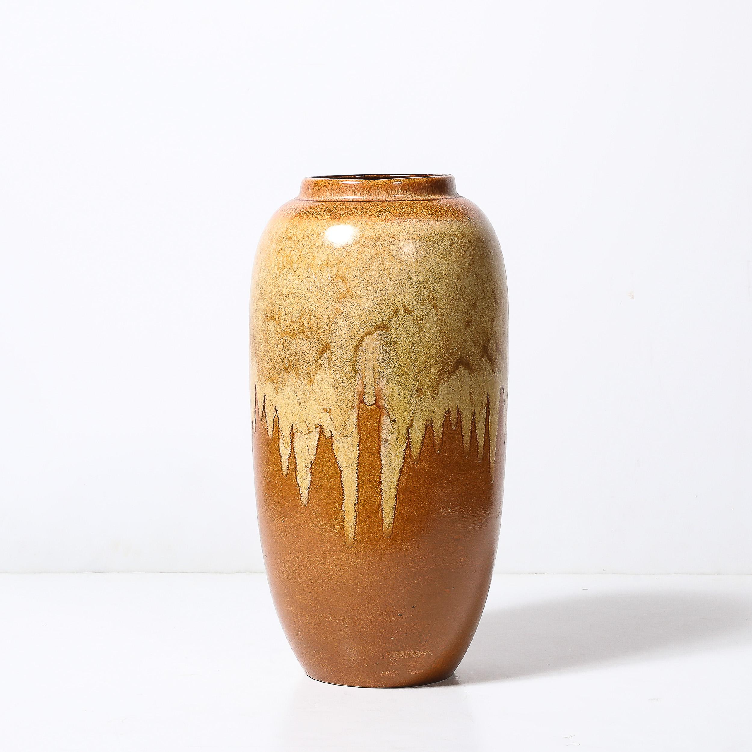 Mid-Century Modern Porte-parapluies en céramique émaillée OCHRE et safran, moderniste du milieu du siècle en vente