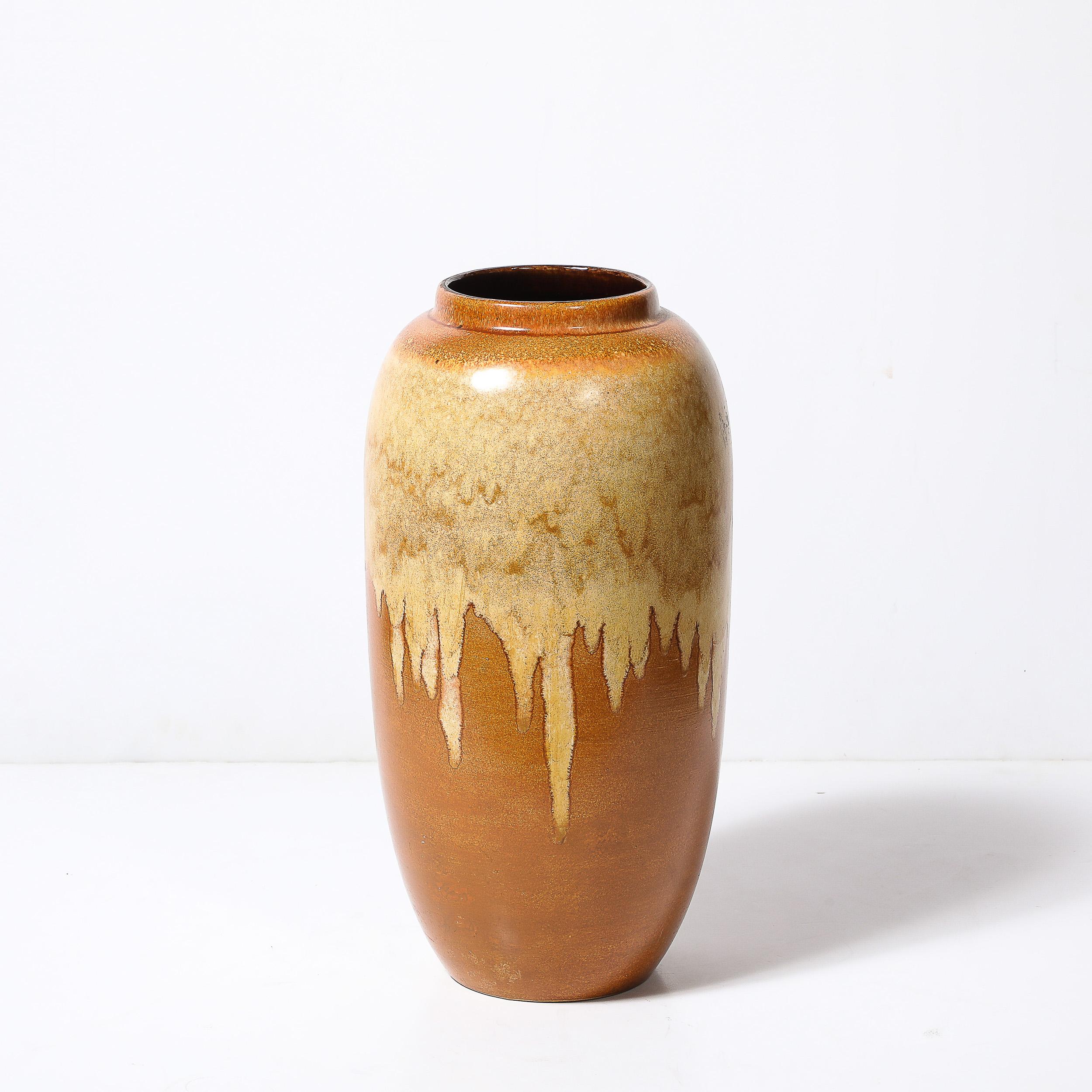 Fin du 20e siècle Porte-parapluies en céramique émaillée OCHRE et safran, moderniste du milieu du siècle en vente
