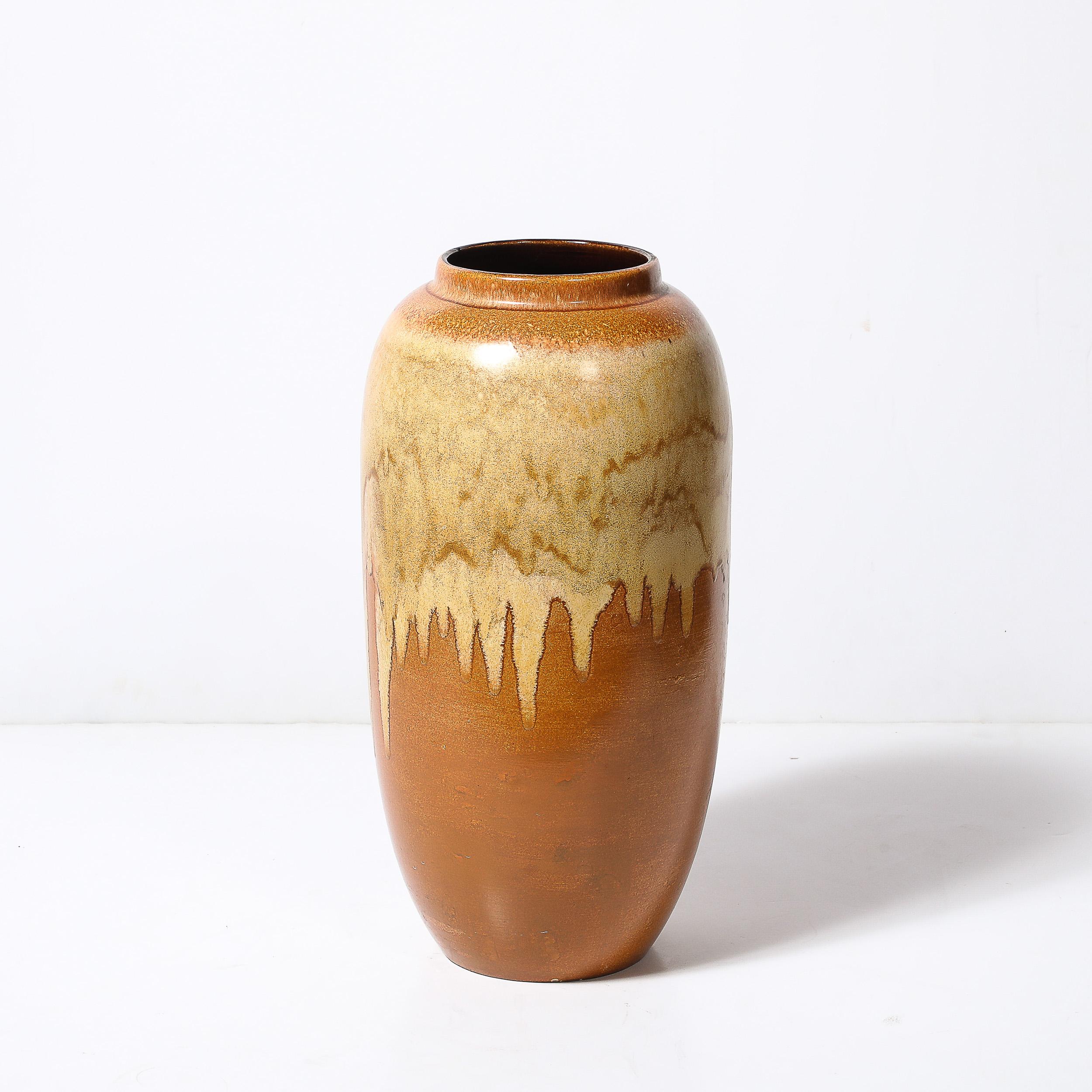 Céramique Porte-parapluies en céramique émaillée OCHRE et safran, moderniste du milieu du siècle en vente