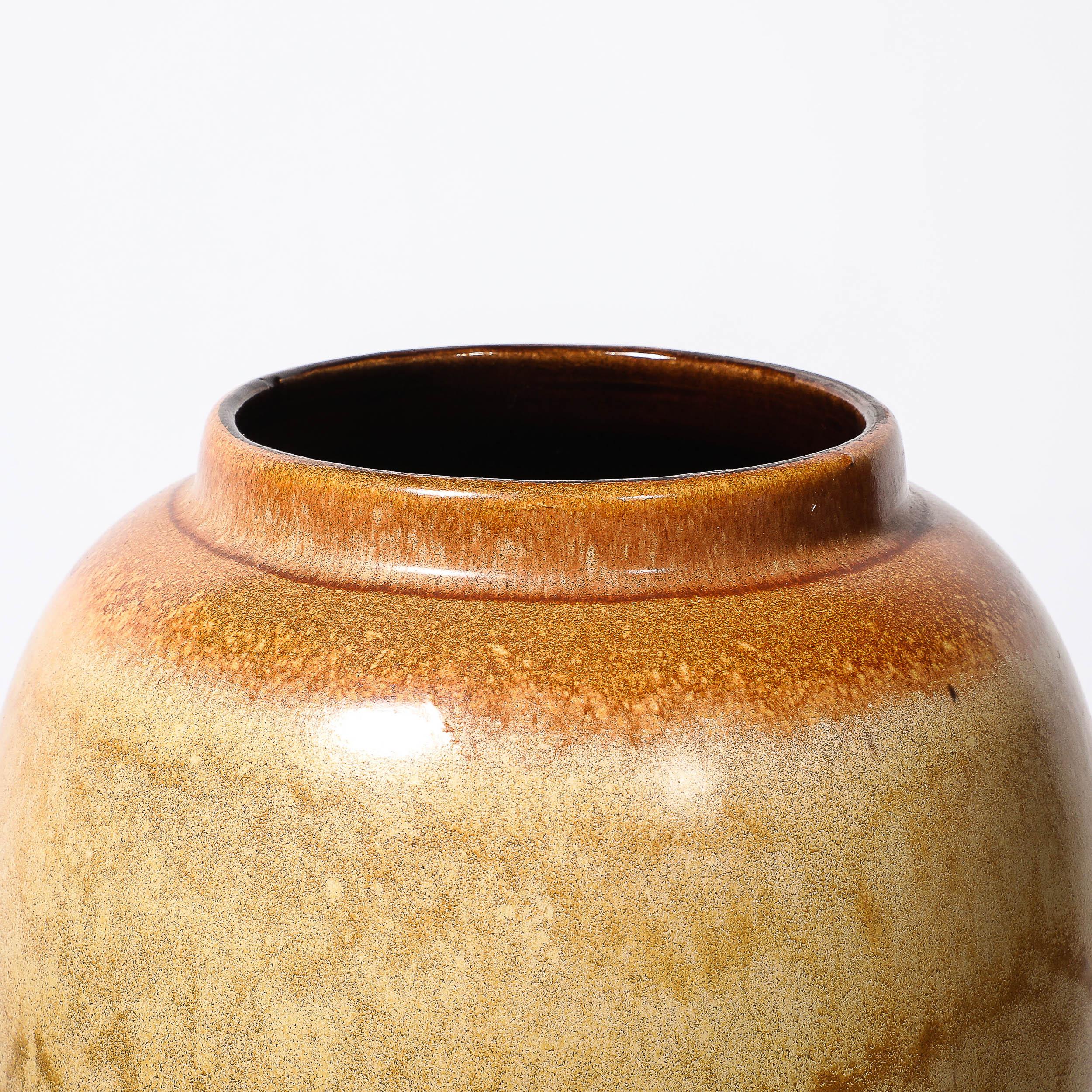 Porte-parapluies en céramique émaillée OCHRE et safran, moderniste du milieu du siècle en vente 1