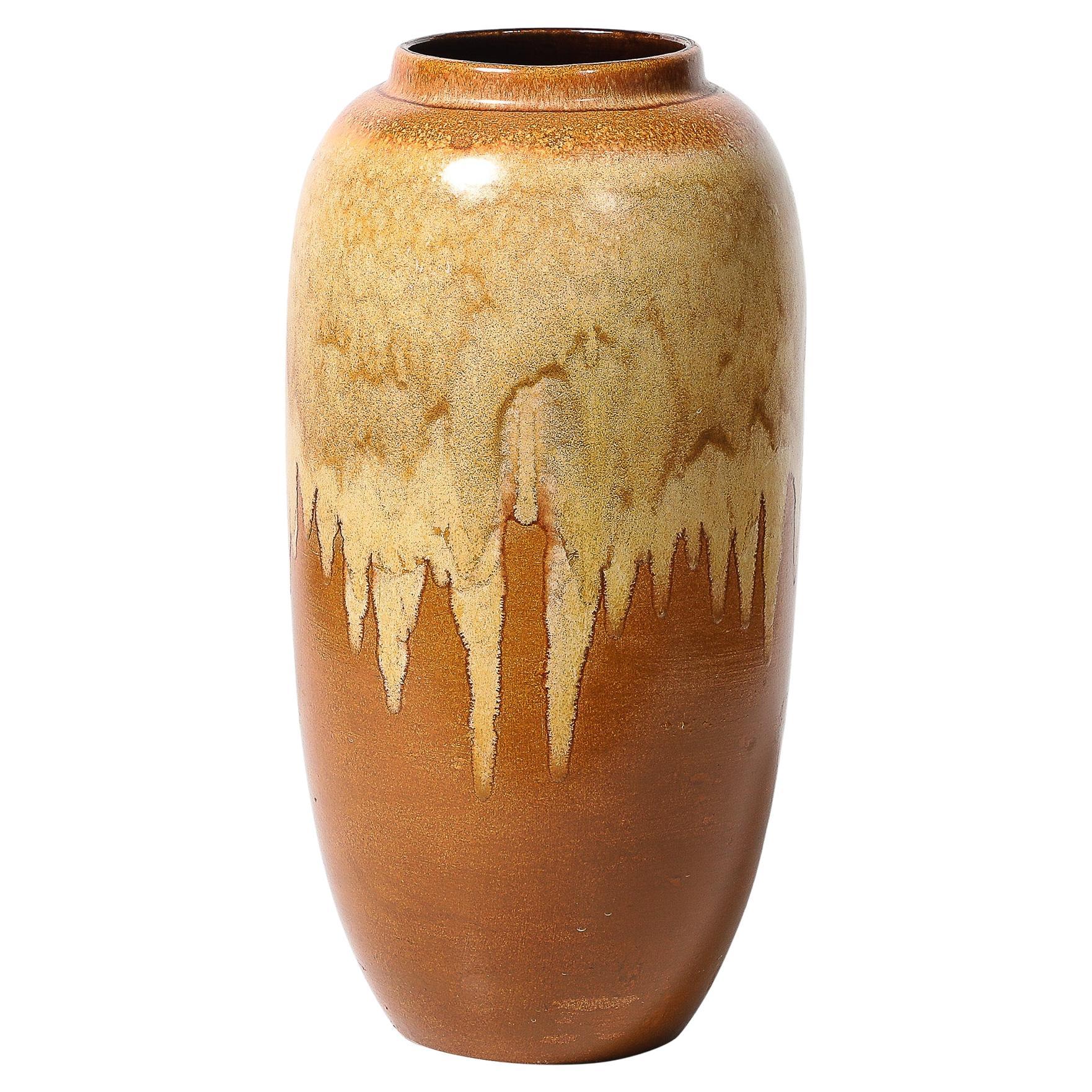 Mid-Century Modernist Yellow Ochre and Saffron Ceramic Glazed Umbrella Stand