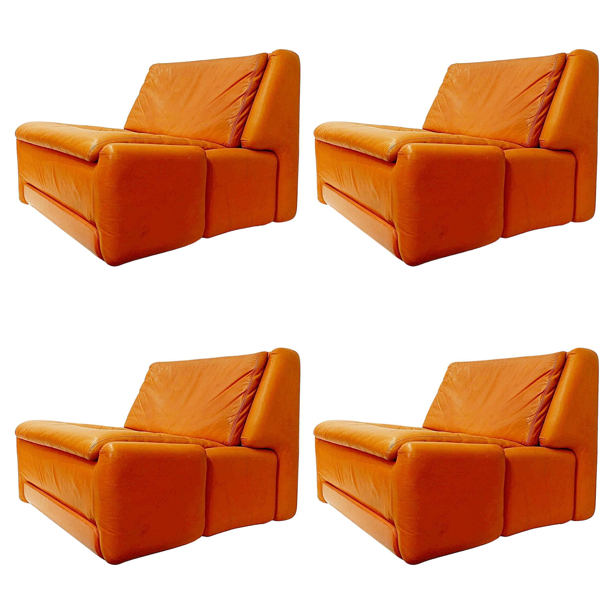 Mid-century modulable Italian armchair, 1960's - set of 4