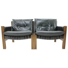 Used Midcentury Modular Dark Green Leather Sofa by TON / Czechoslovakia, 1970s