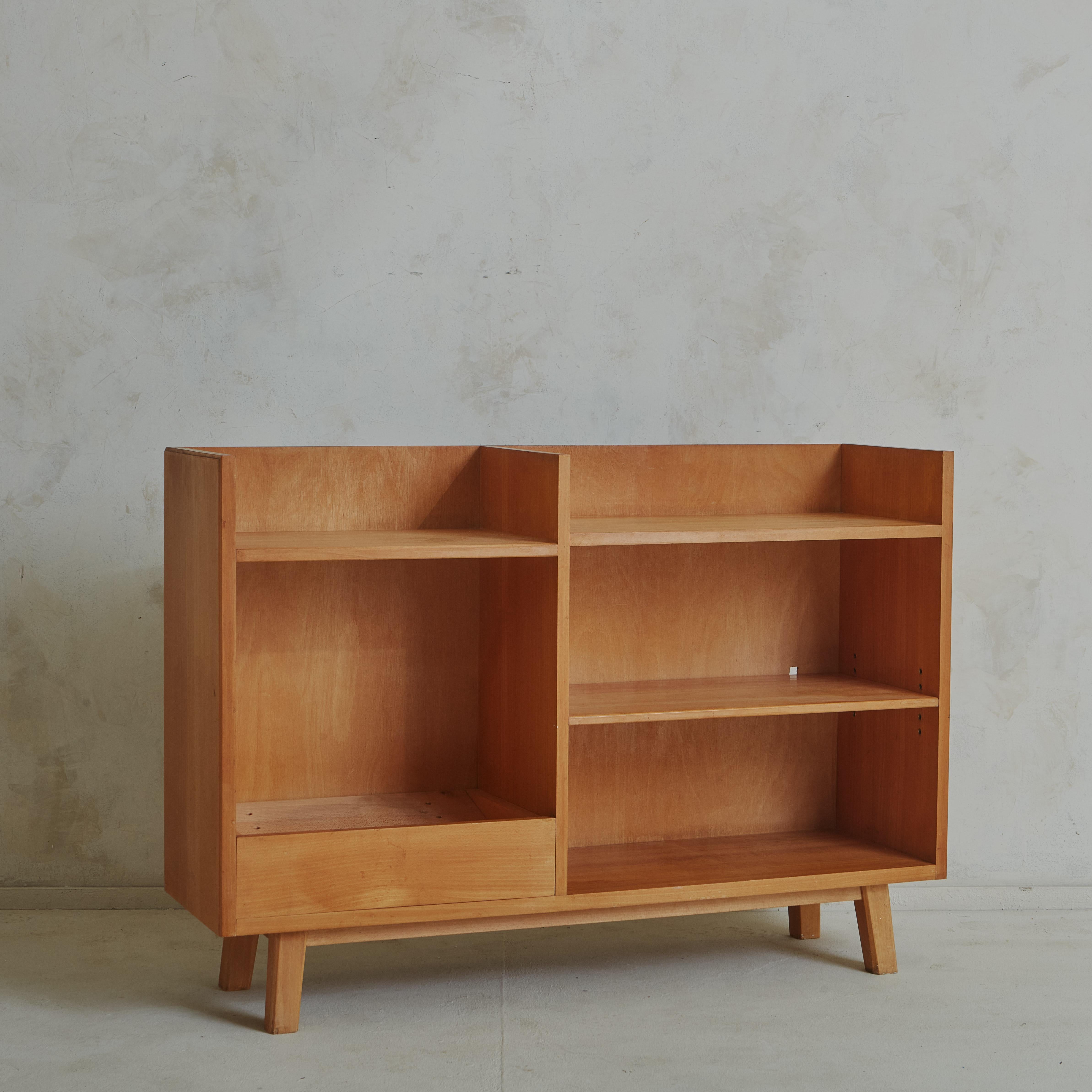 Mid Century Modular Etagere in Sycamore Wood For Sale 9