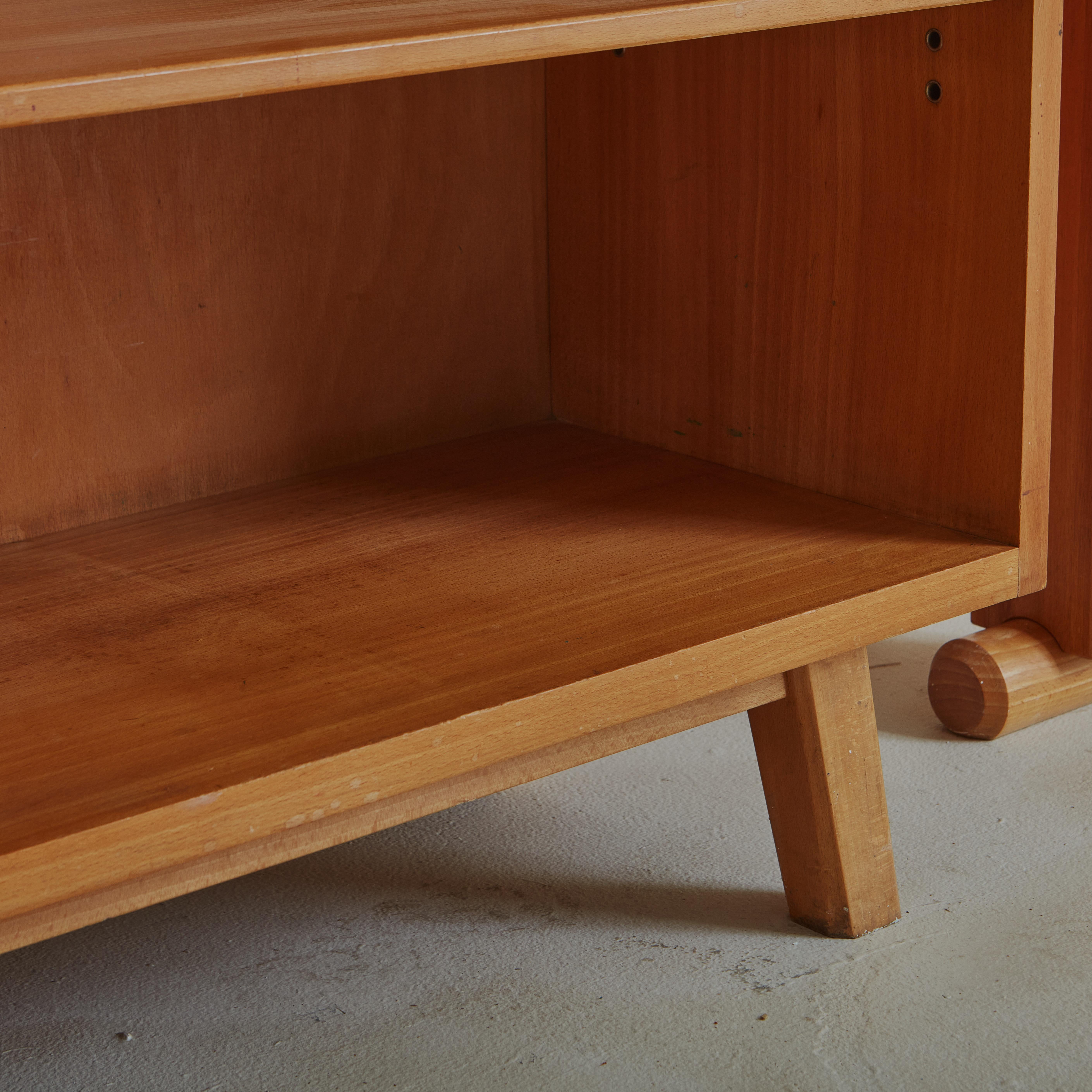 Mid Century Modular Etagere in Sycamore Wood For Sale 10