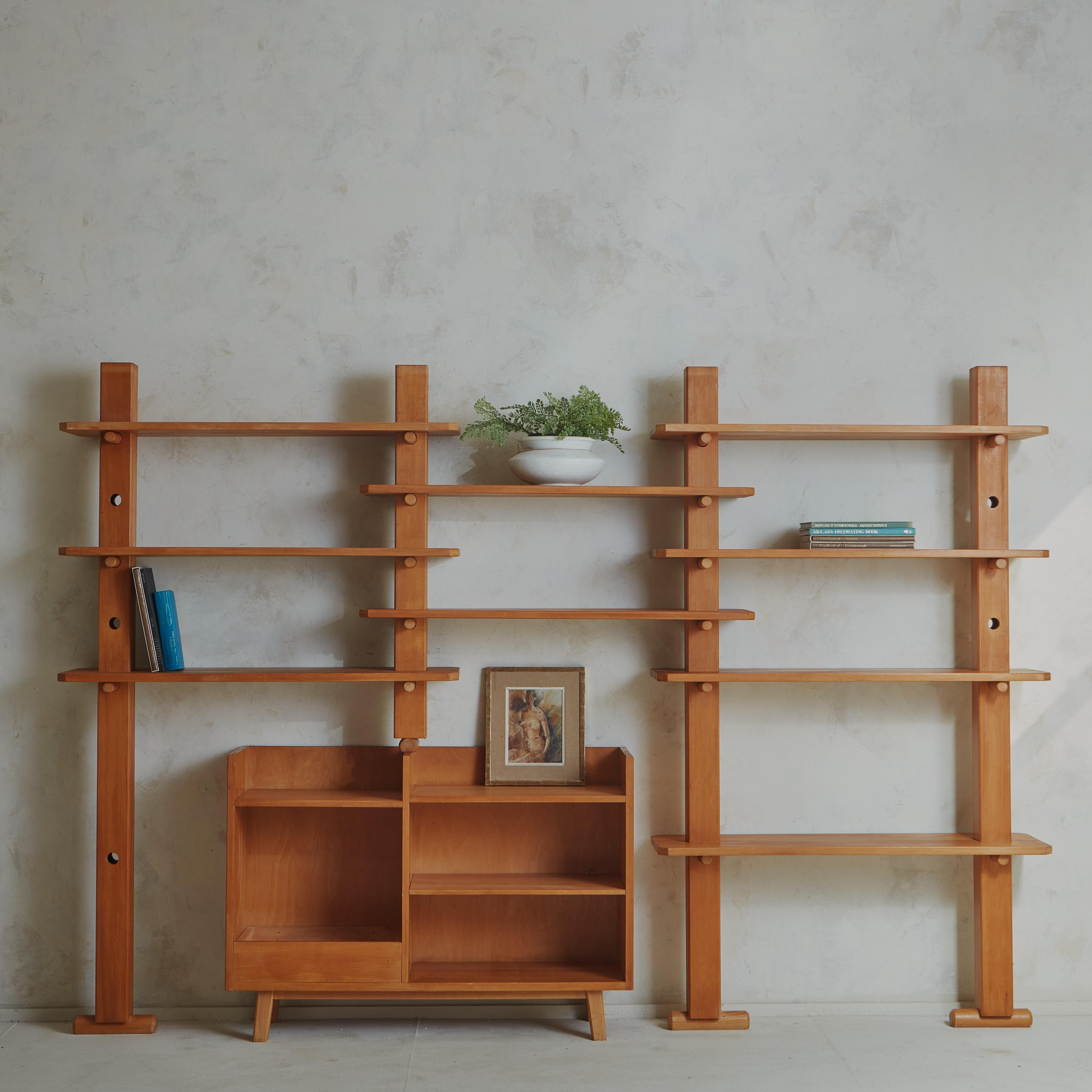 Mid-Century Modern Mid Century Modular Etagere in Sycamore Wood For Sale