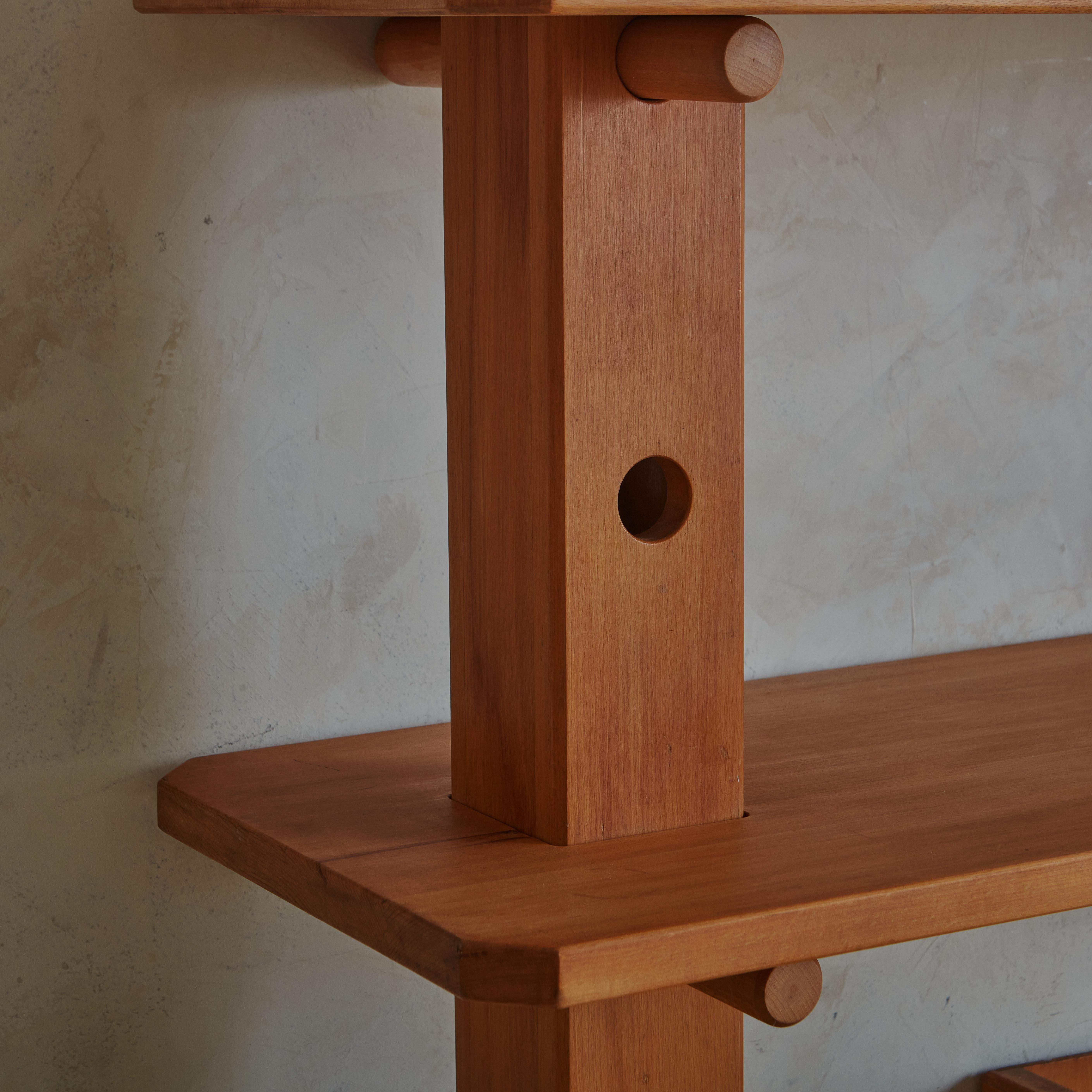 Mid Century Modular Etagere in Sycamore Wood For Sale 1