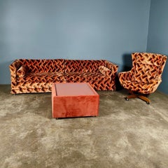 Mid Century Modular Fabric Corner Sofa & Lounge Chair Vintage Retro MCM