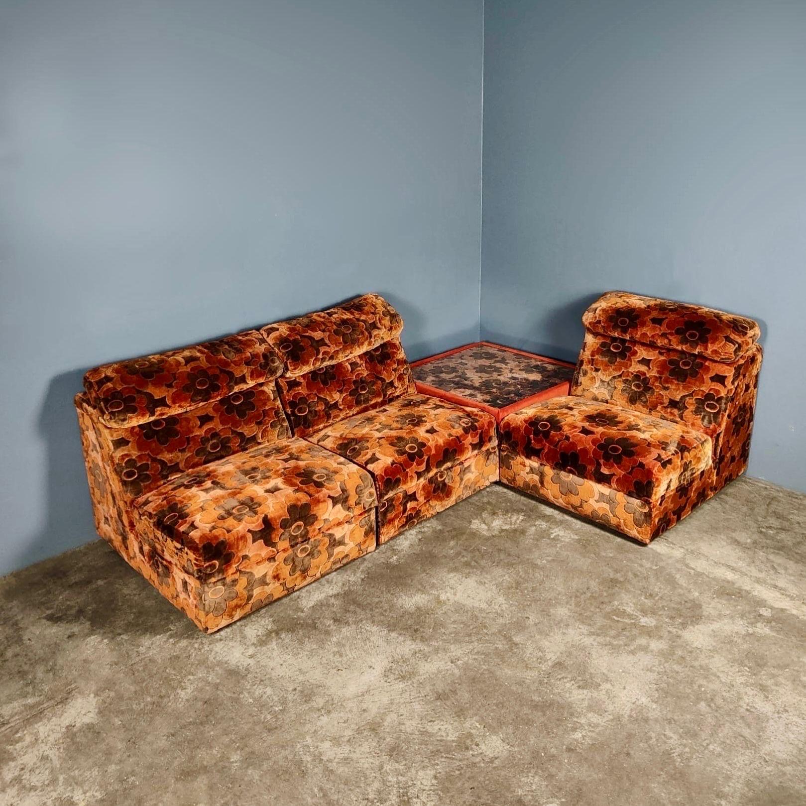 British Mid Century Modular Fabric Sofa By Englender Vintage Retro MCM