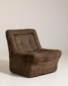 Mid-Century Modular Lounge Chair in Corduroy Upholstery