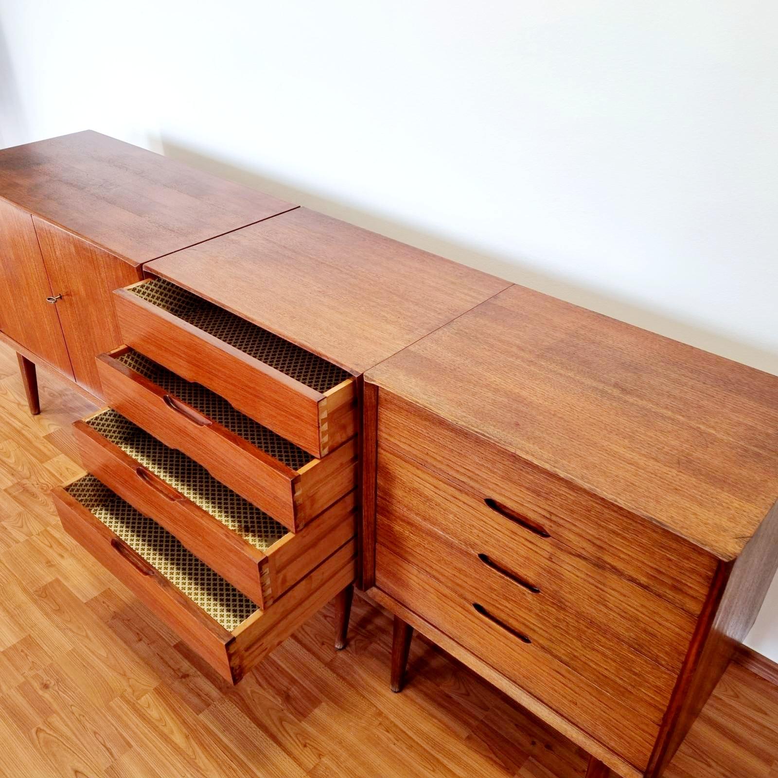 Mid-Century Modular Sideboard in Teak by Rex Raab for Wilhelm Renz, Germany, 60s For Sale 8