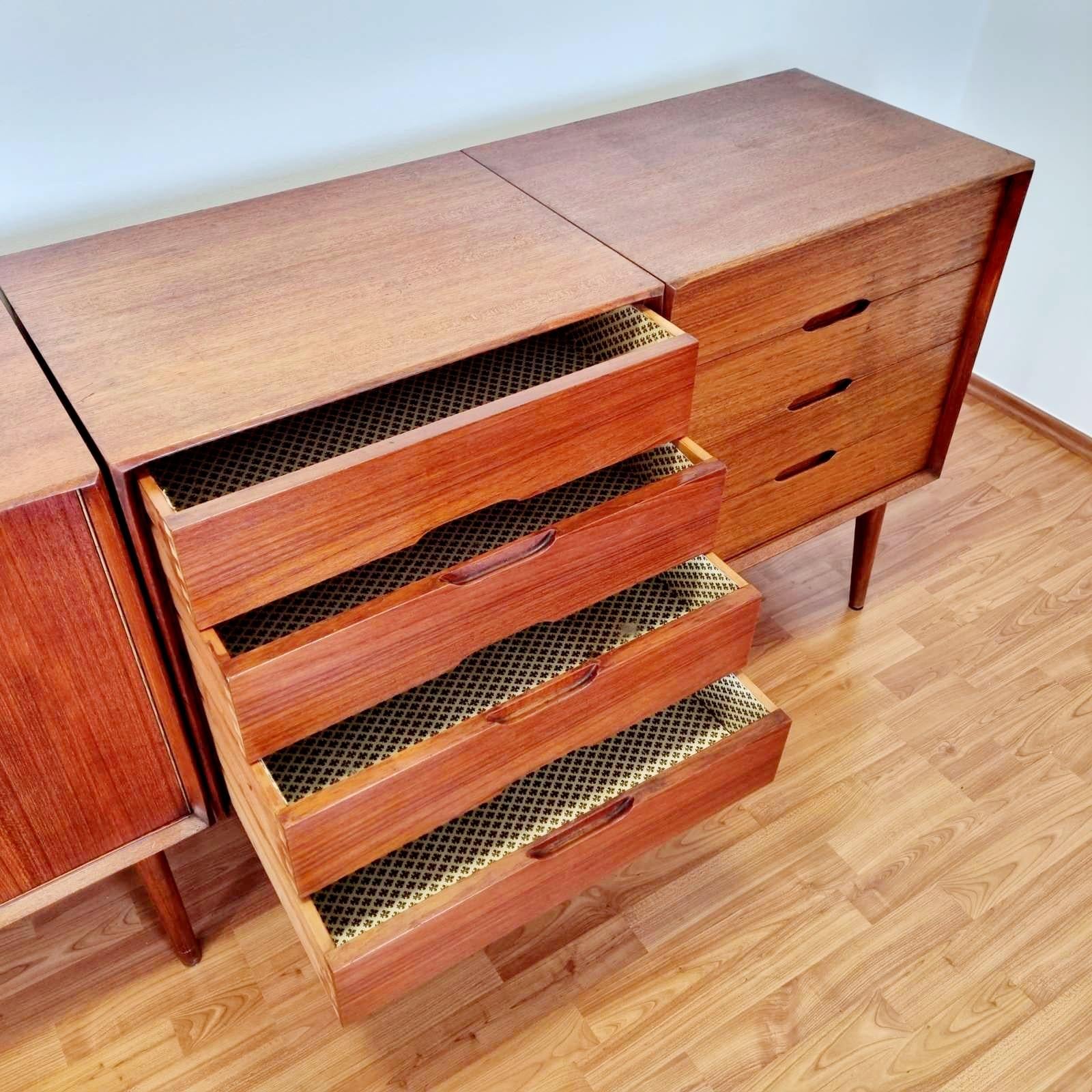 Mid-Century Modern Mid-Century Modular Sideboard in Teak by Rex Raab for Wilhelm Renz, Germany, 60s For Sale