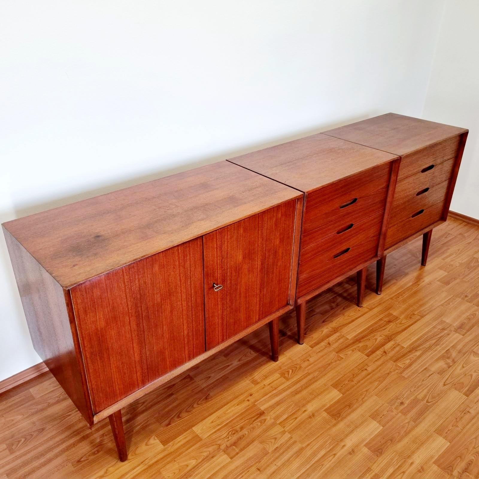 Mid-20th Century Mid-Century Modular Sideboard in Teak by Rex Raab for Wilhelm Renz, Germany, 60s For Sale