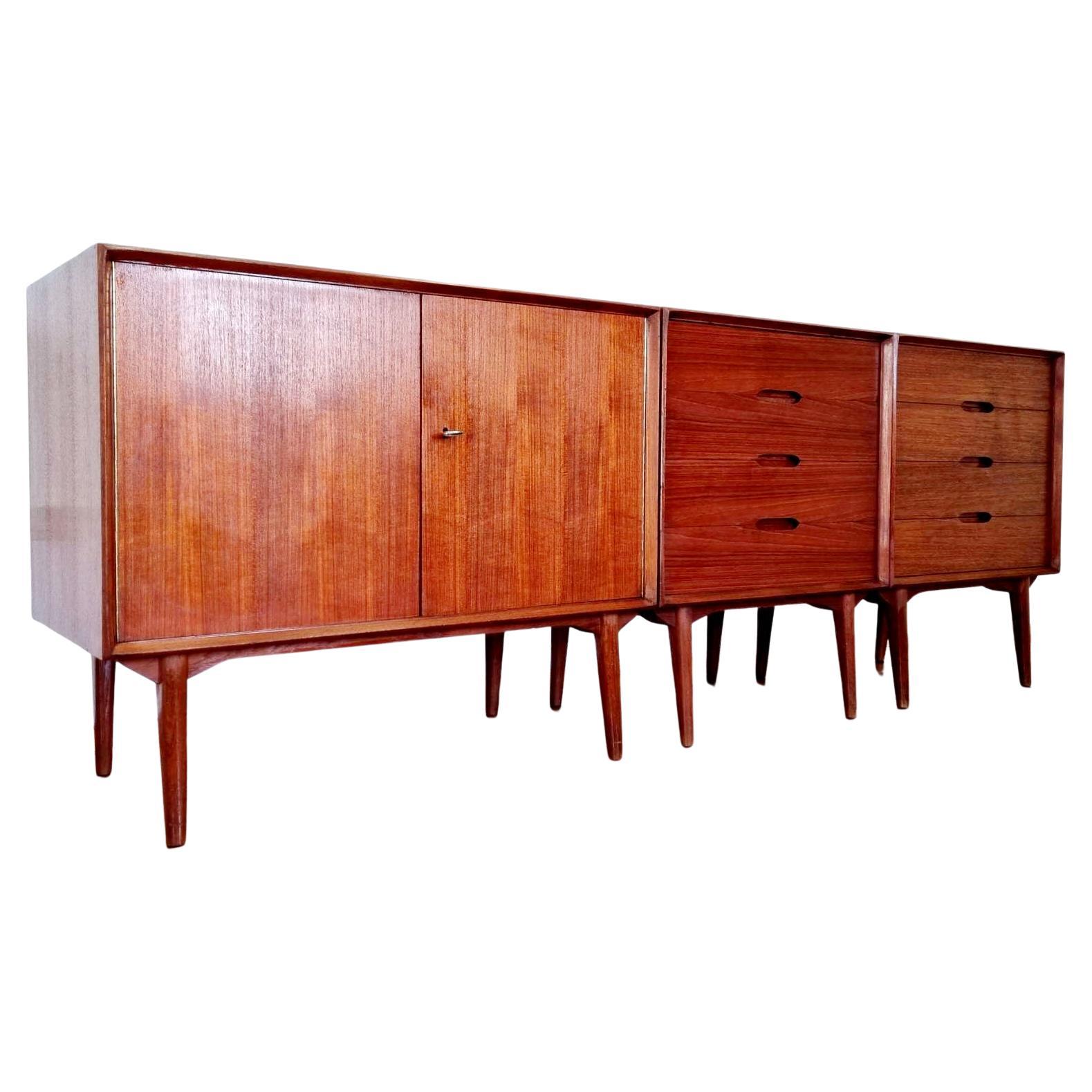 Mid-Century Modular Sideboard in Teak by Rex Raab for Wilhelm Renz, Germany, 60s For Sale