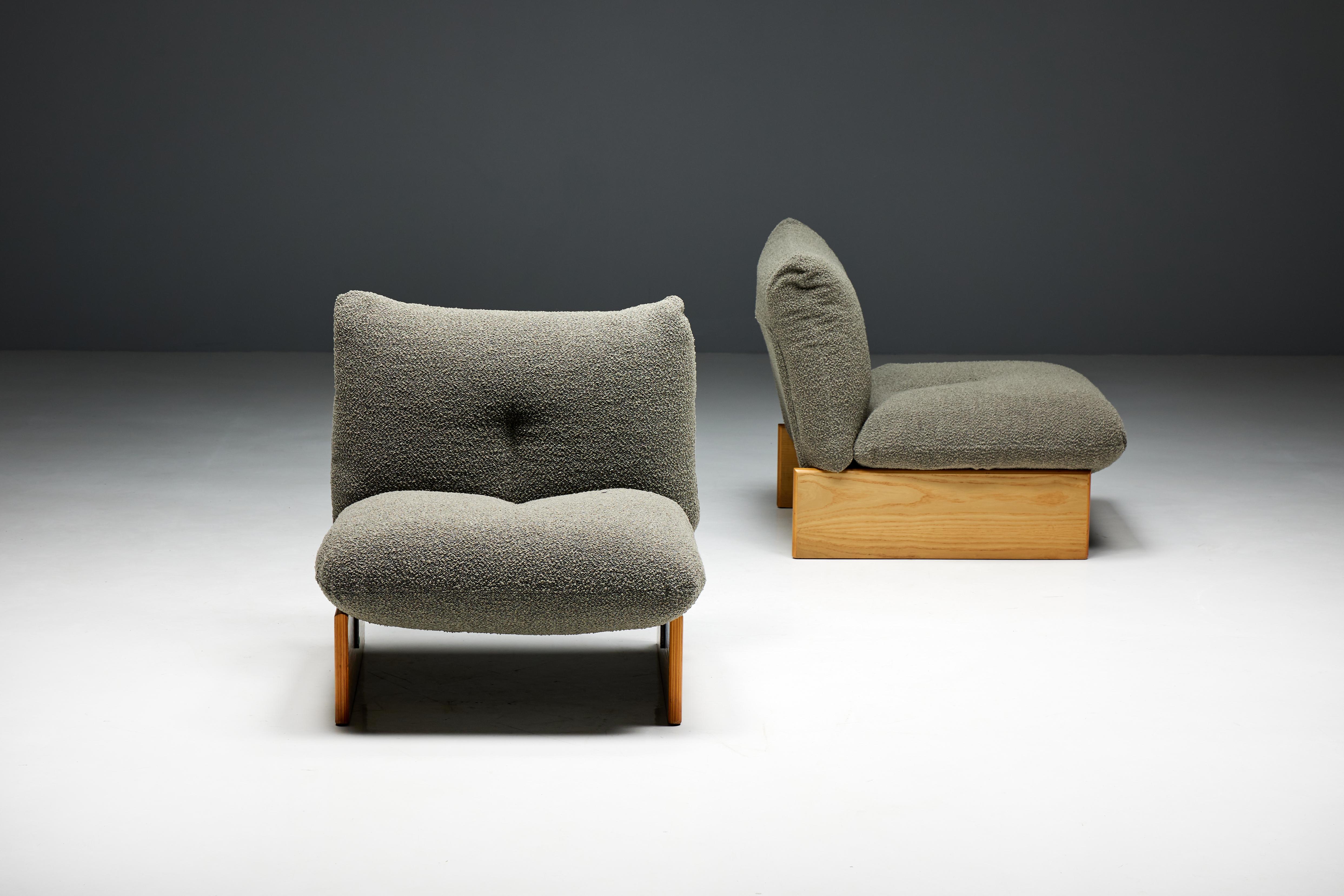Wool Mid-Century Modular Lounge Chairs for Arflex, Italy, 1970s  For Sale
