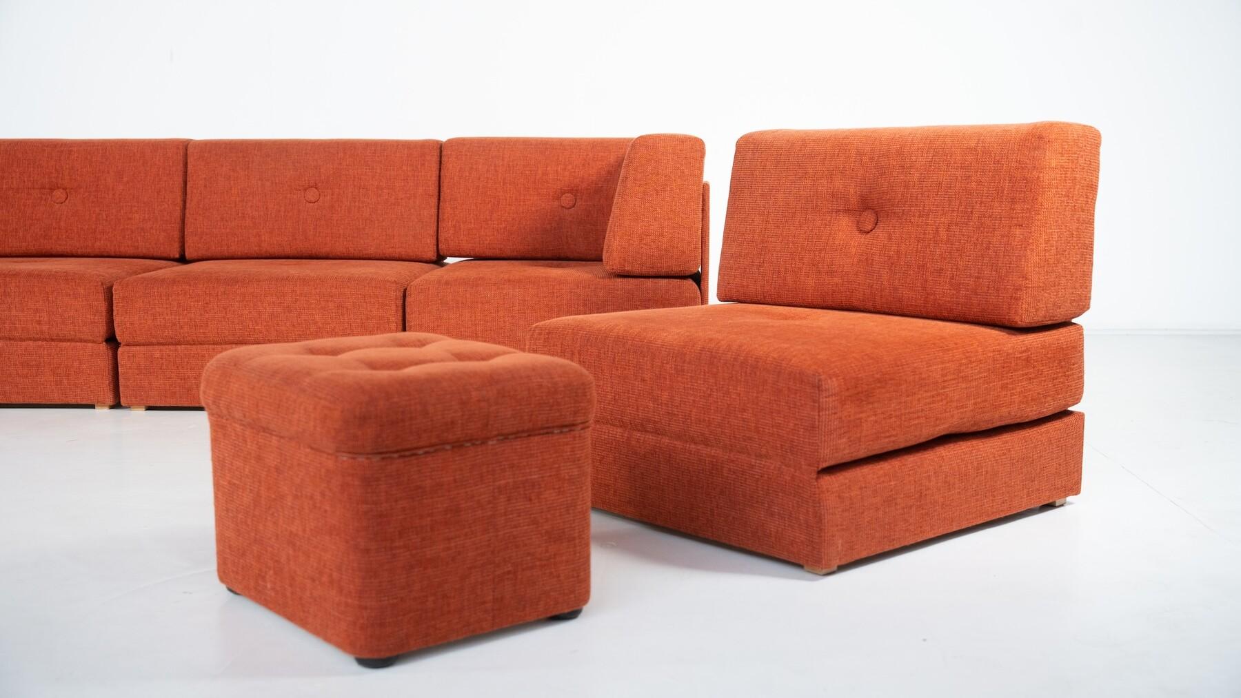 Mid-Century Modular Sofa, Original Upholstery, 1960s For Sale 6