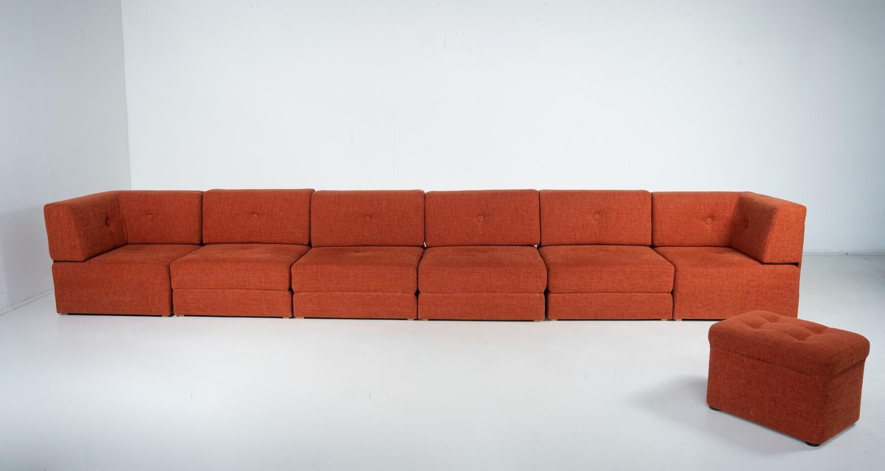 European Mid-Century Modular Sofa, Original Upholstery, 1960s For Sale