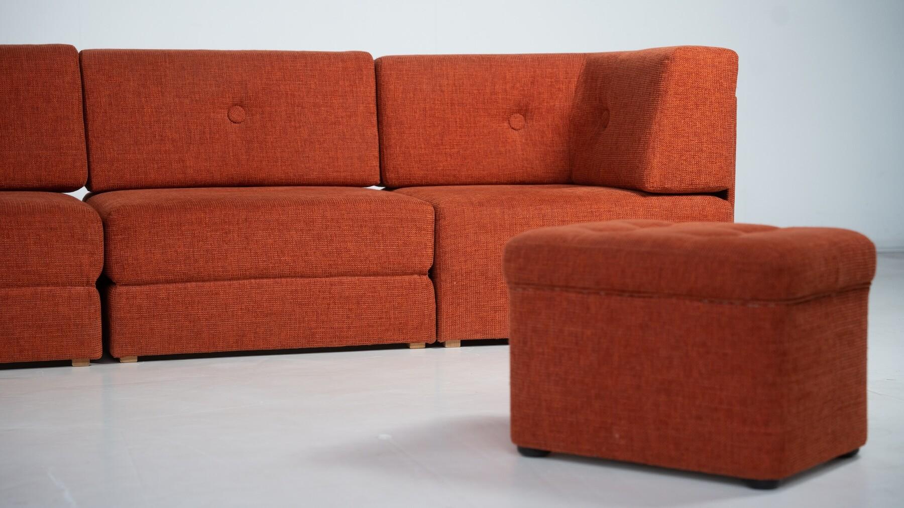 Mid-Century Modular Sofa, Original Upholstery, 1960s In Good Condition For Sale In Brussels, BE