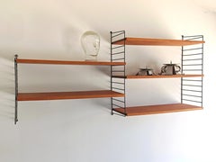 Mid Century Modular String Shelving System in mahogany and teak, Denmark 1960s