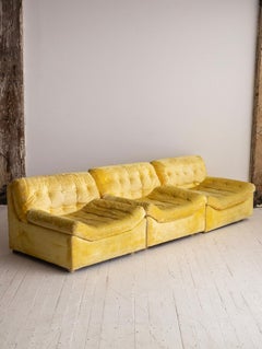 Mid-Century Modular Three-Piece Velvet Sectional Sofa