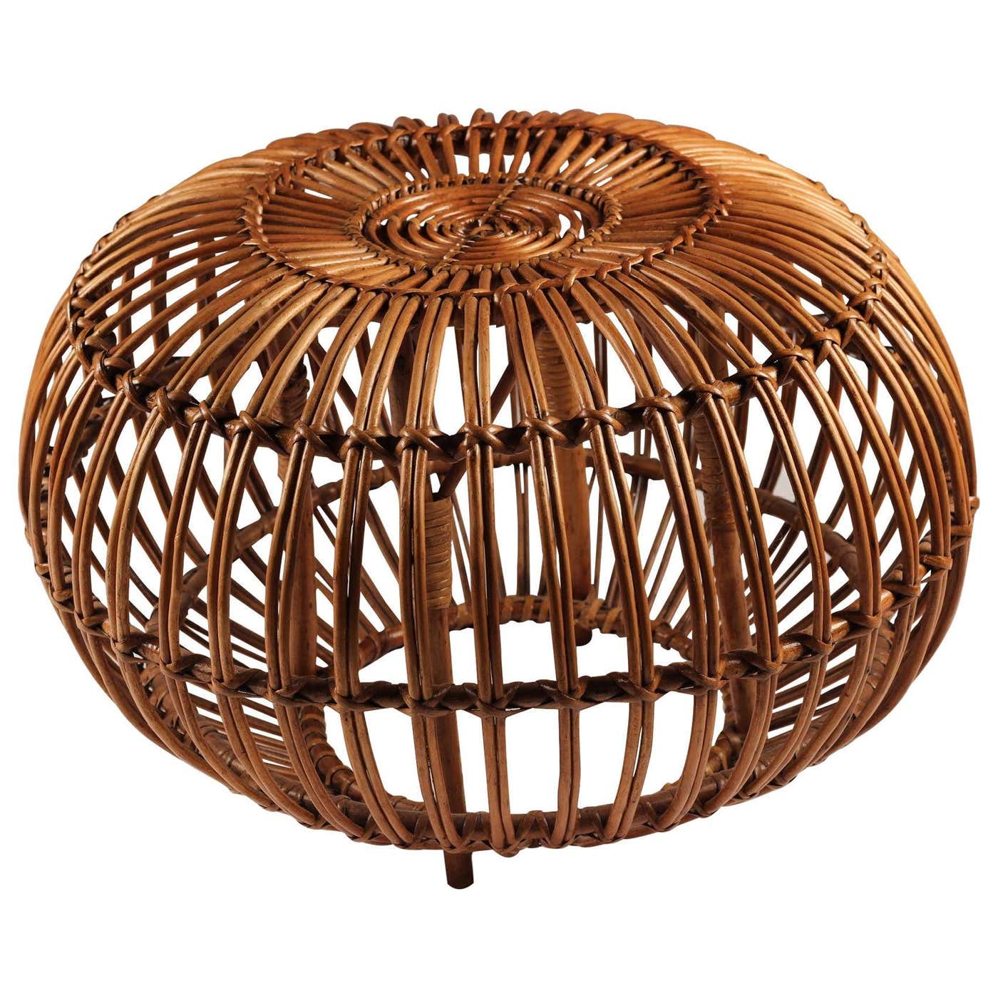 Mid-Century ModWicker Ottoman, Stool or Side Table 'D'