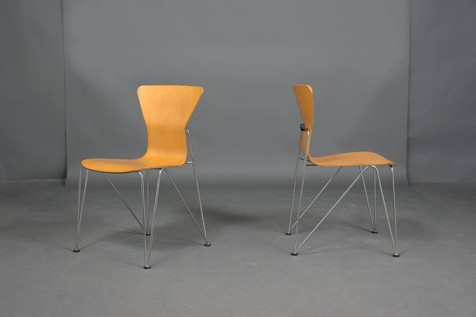 American Set of Four Mid-Century Plywood Chairs