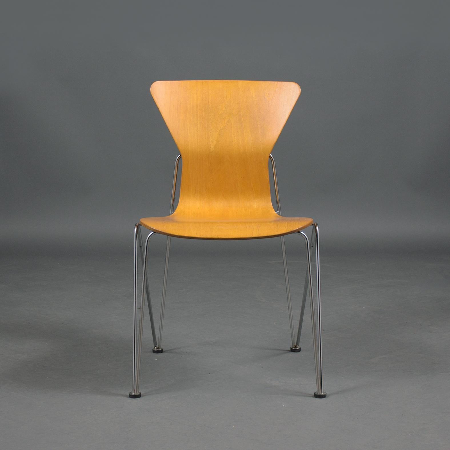 Rubber Set of Four Mid-Century Plywood Chairs