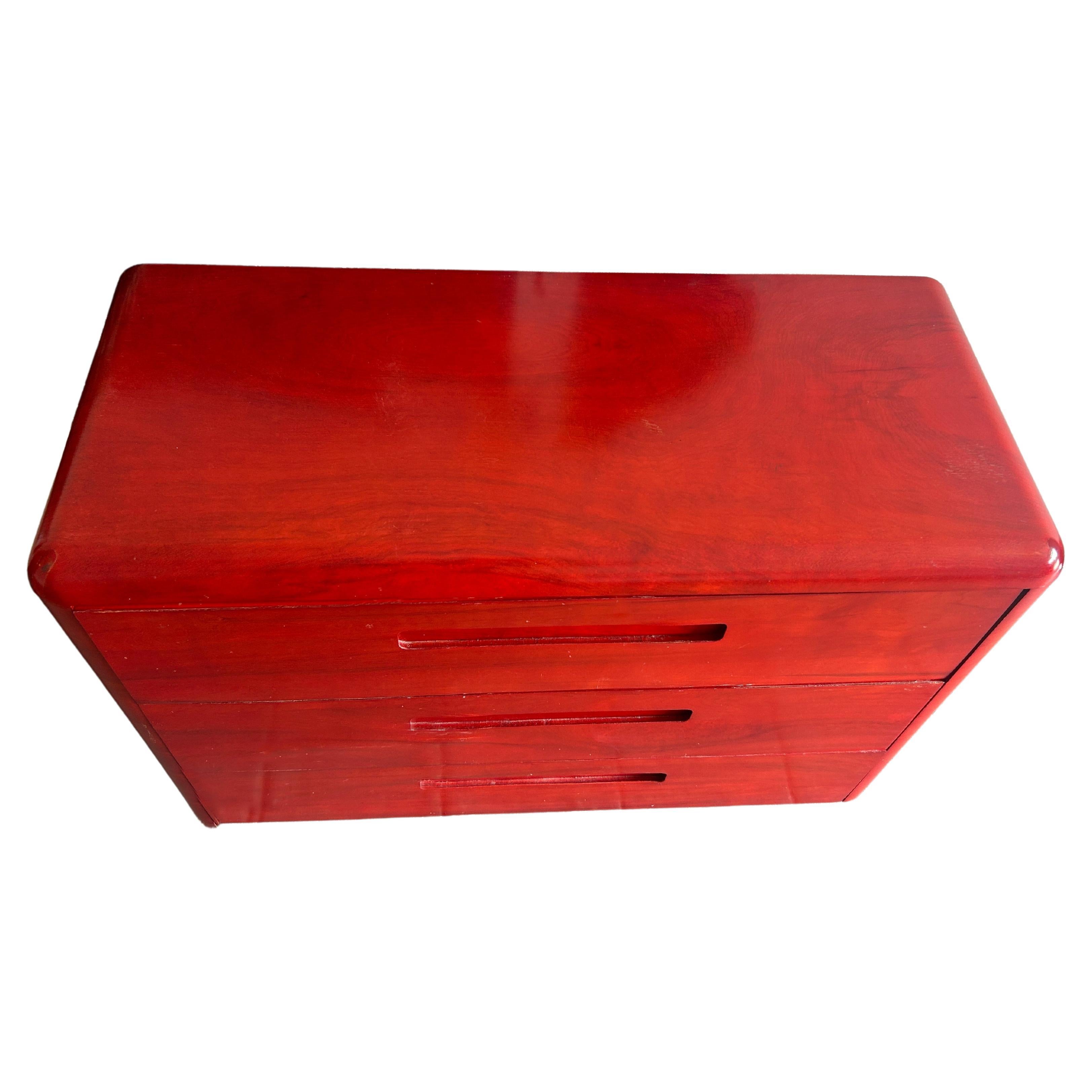Mid-Century Modern Mid century molded plywood Red dresser by Paul Goodman for plymold