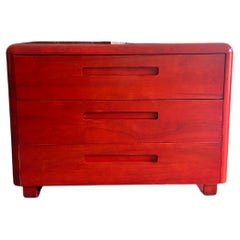 Mid century molded plywood Red dresser by Paul Goodman for plymold