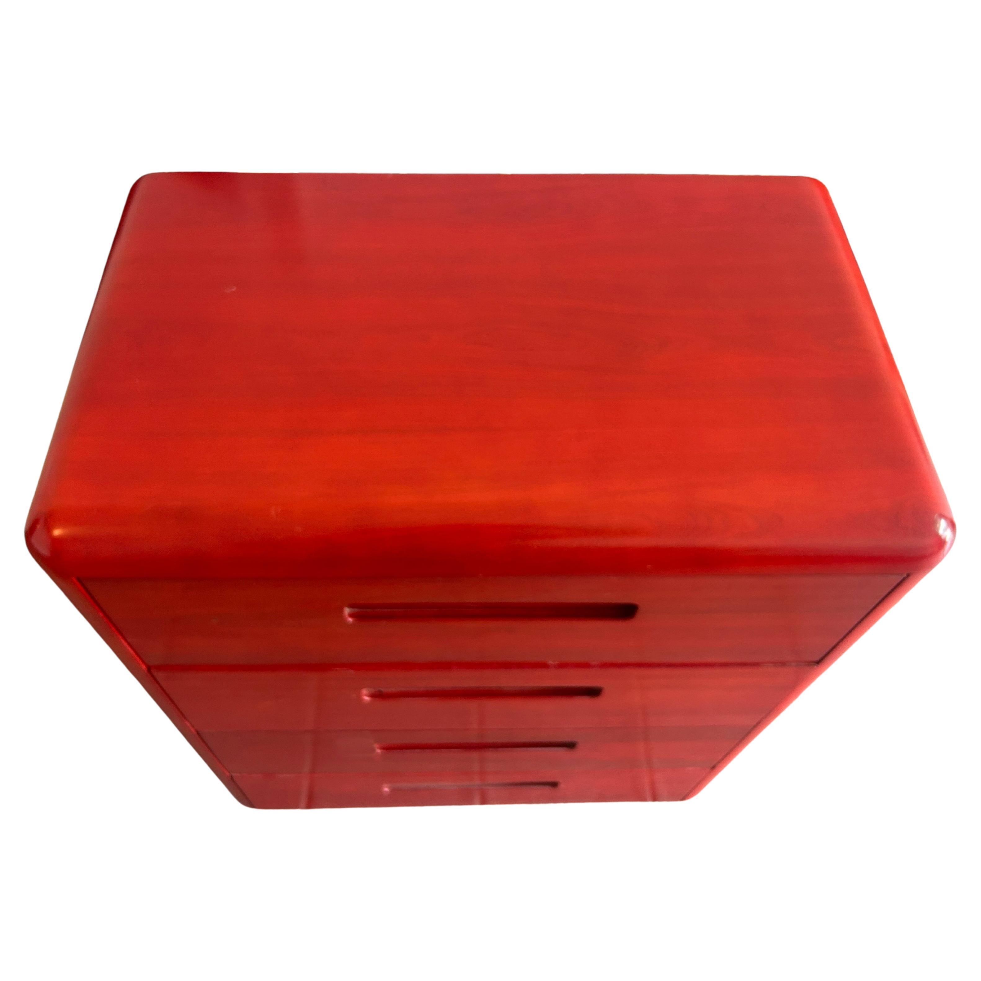 Woodwork Mid century molded plywood tall Red dresser by Paul Goodman for plymold