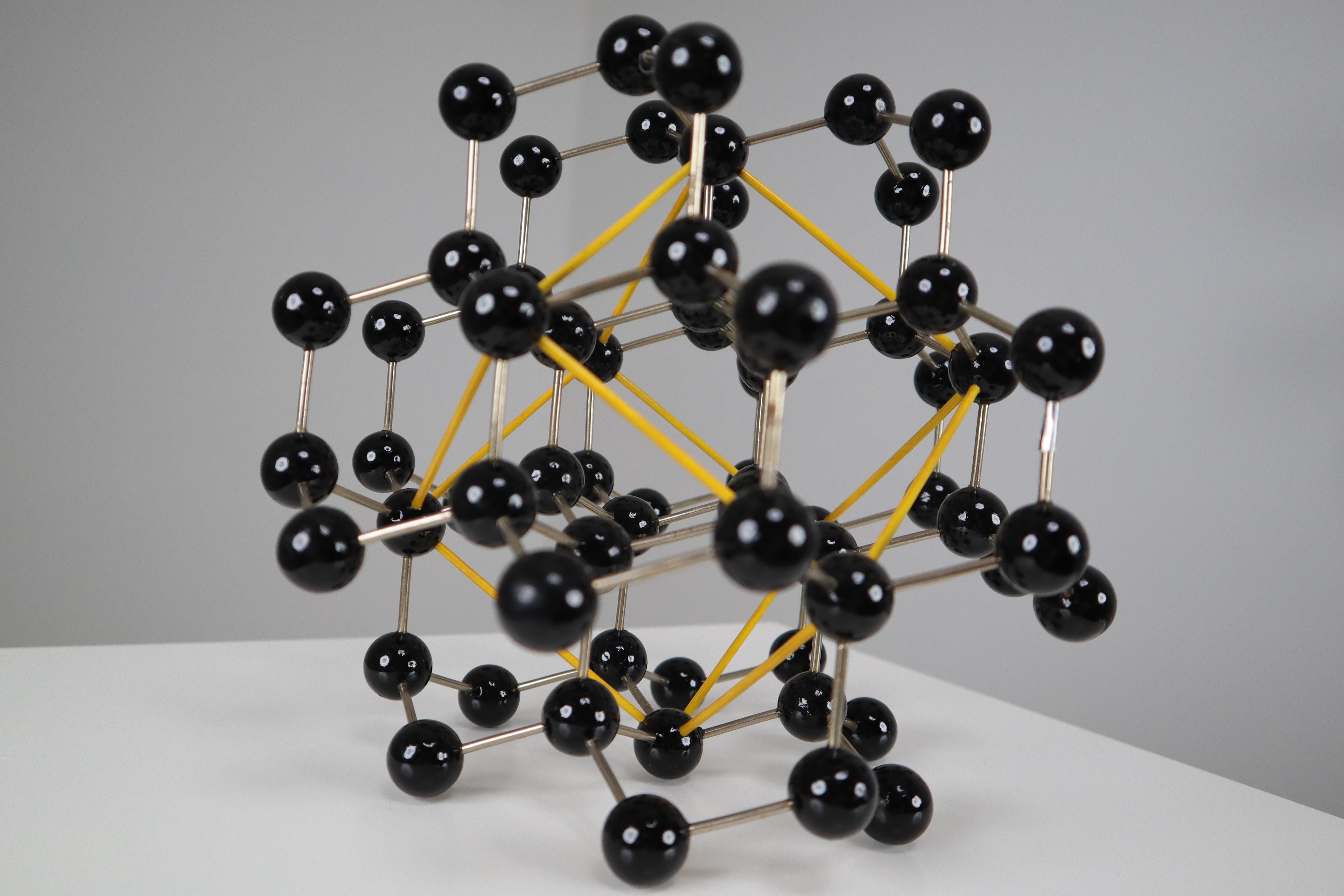 20th Century Mid-Century Molecular Structure from Prague in Black and Yellow