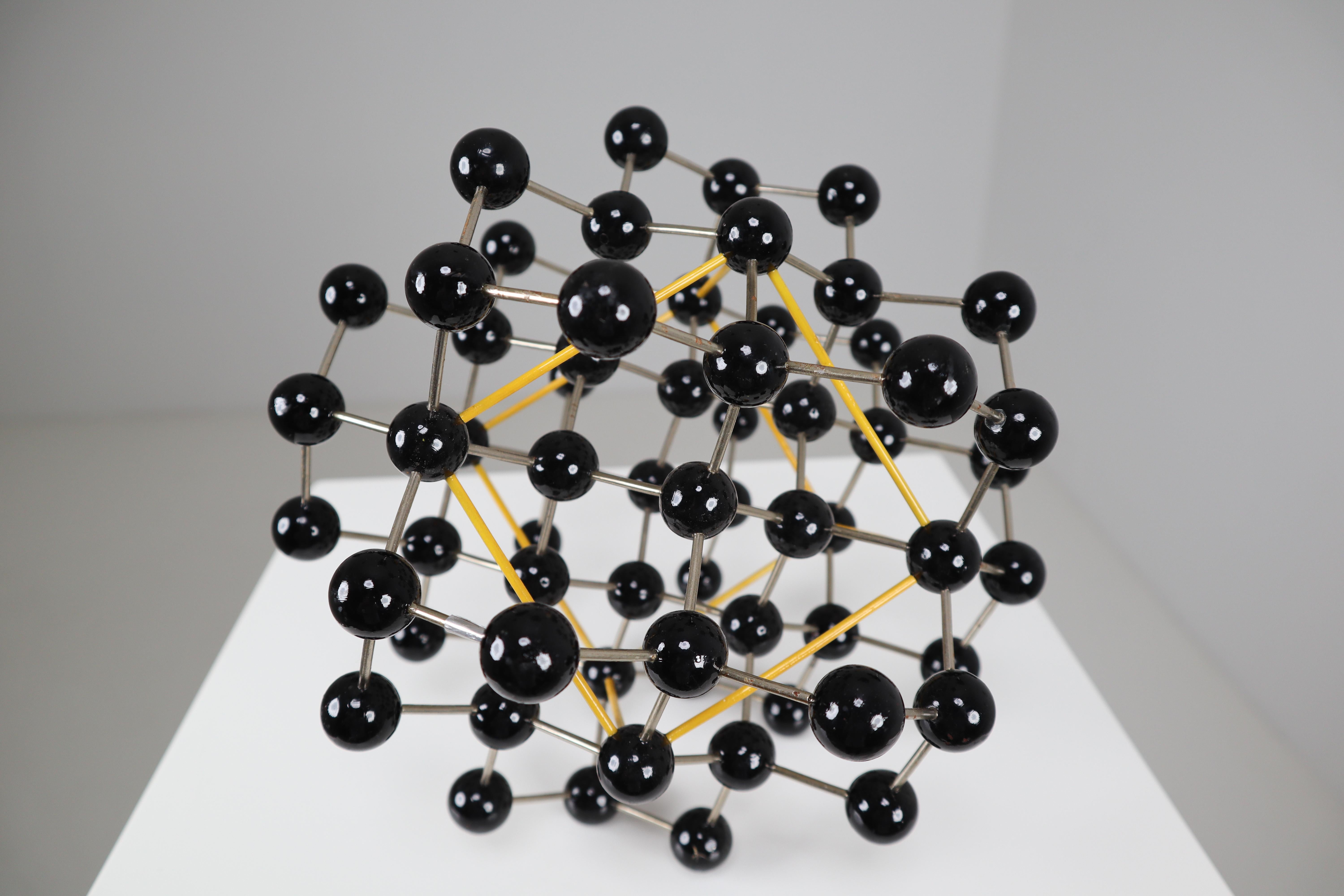 Metal Mid-Century Molecular Structure from Prague in Black and Yellow