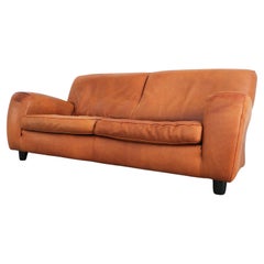 Mid-Century Molinari "Fat Boy" Cognac Leather Sofa